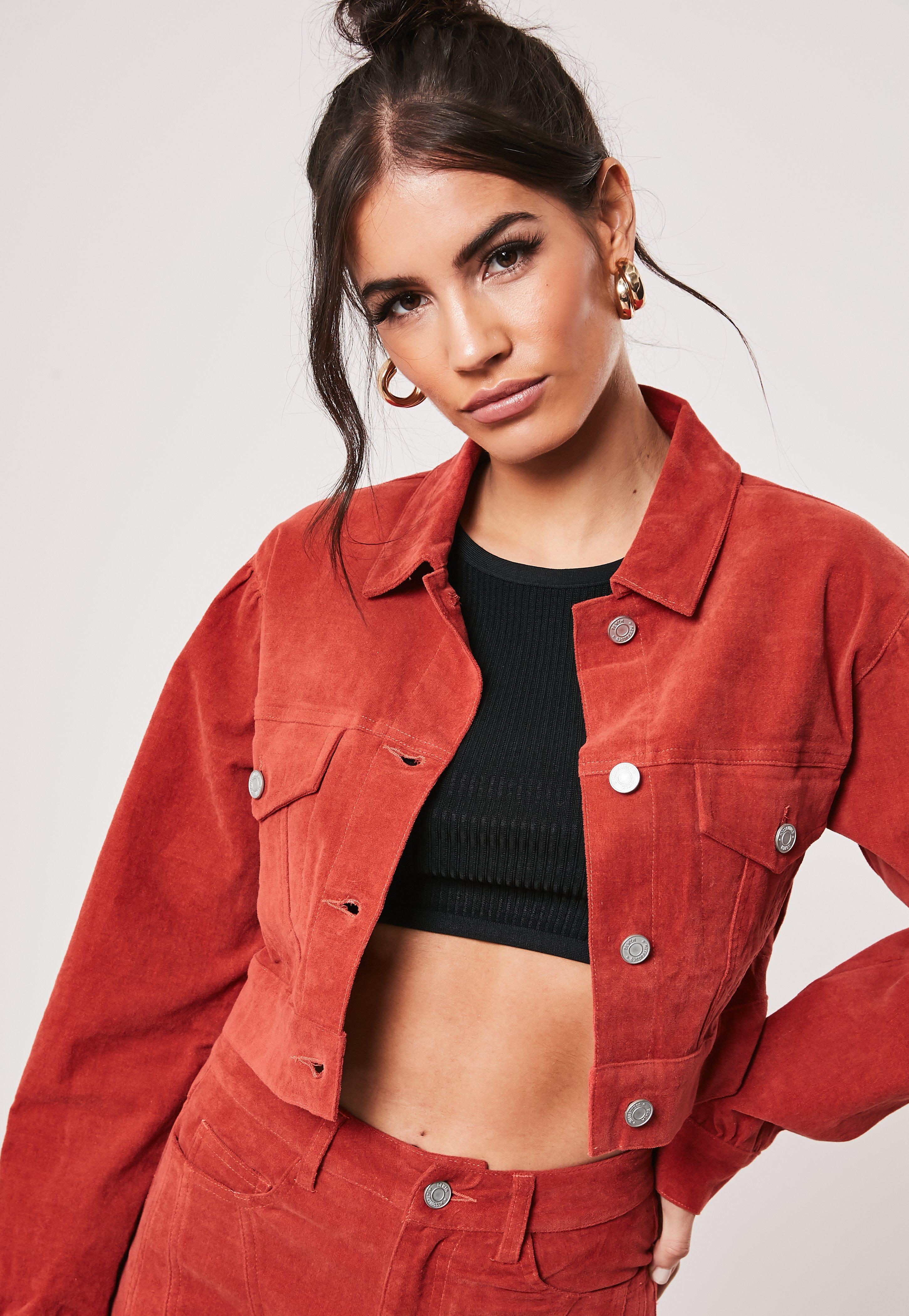 Missguided Cotton Petite Orange Co Ord Cropped Jacket - Lyst