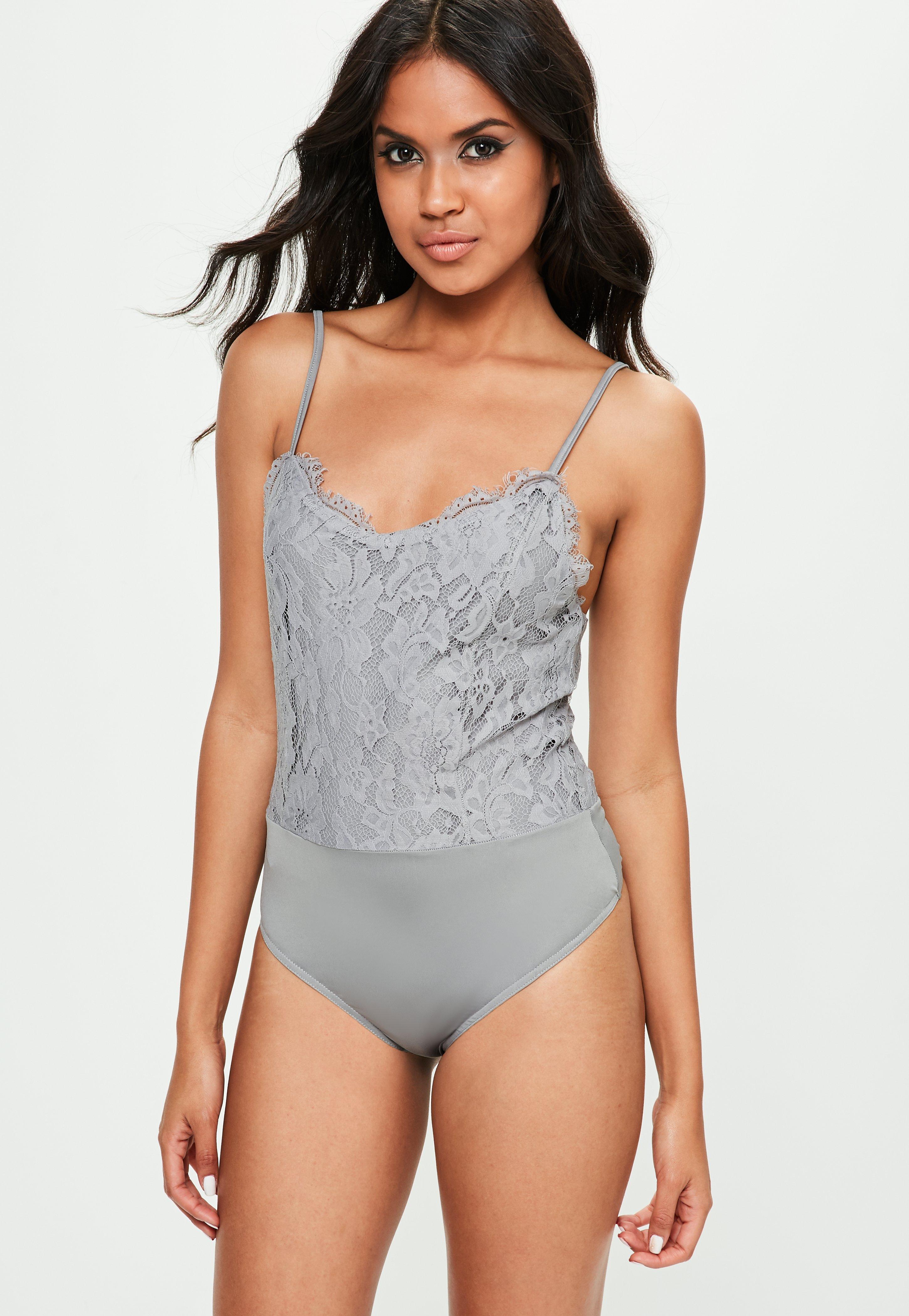 grey lace bodysuit