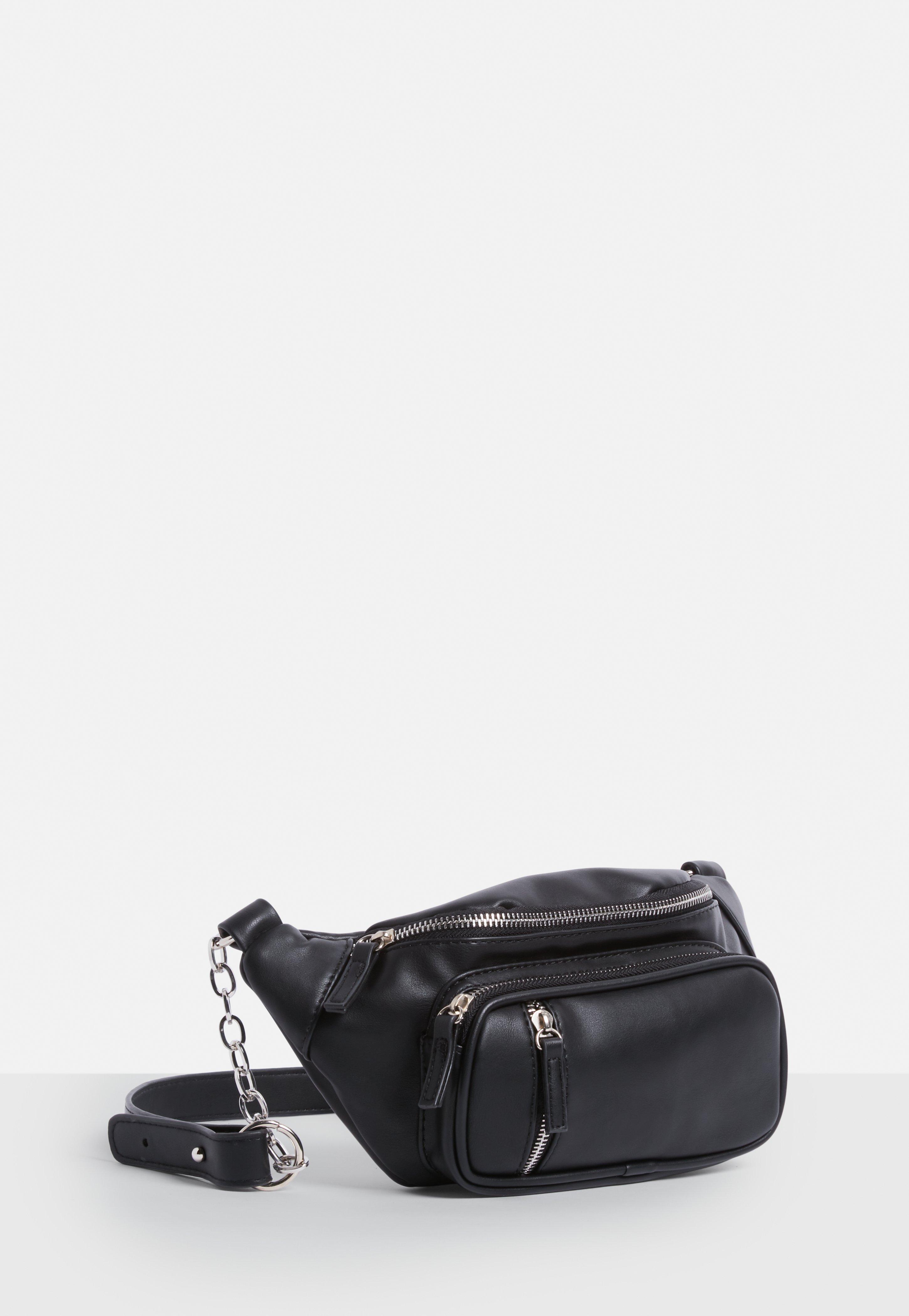 black chain fanny pack