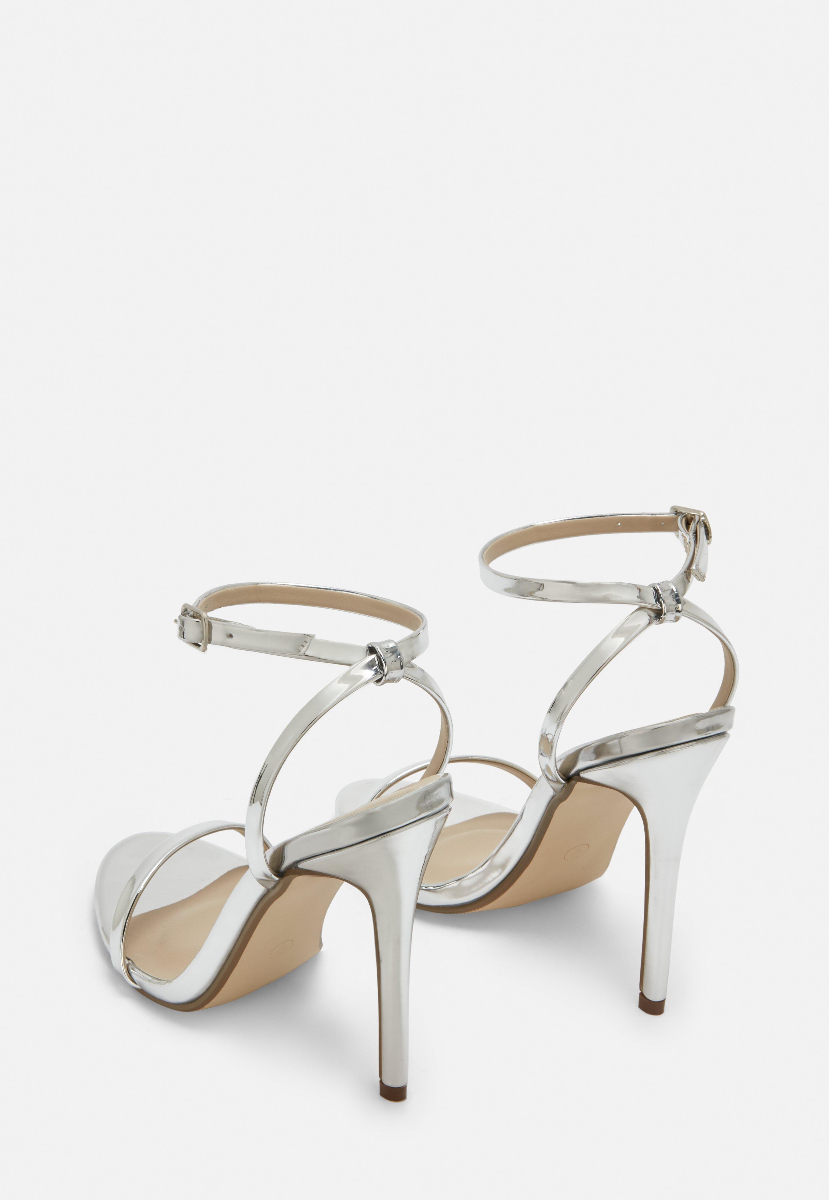 missguided silver barely there heels