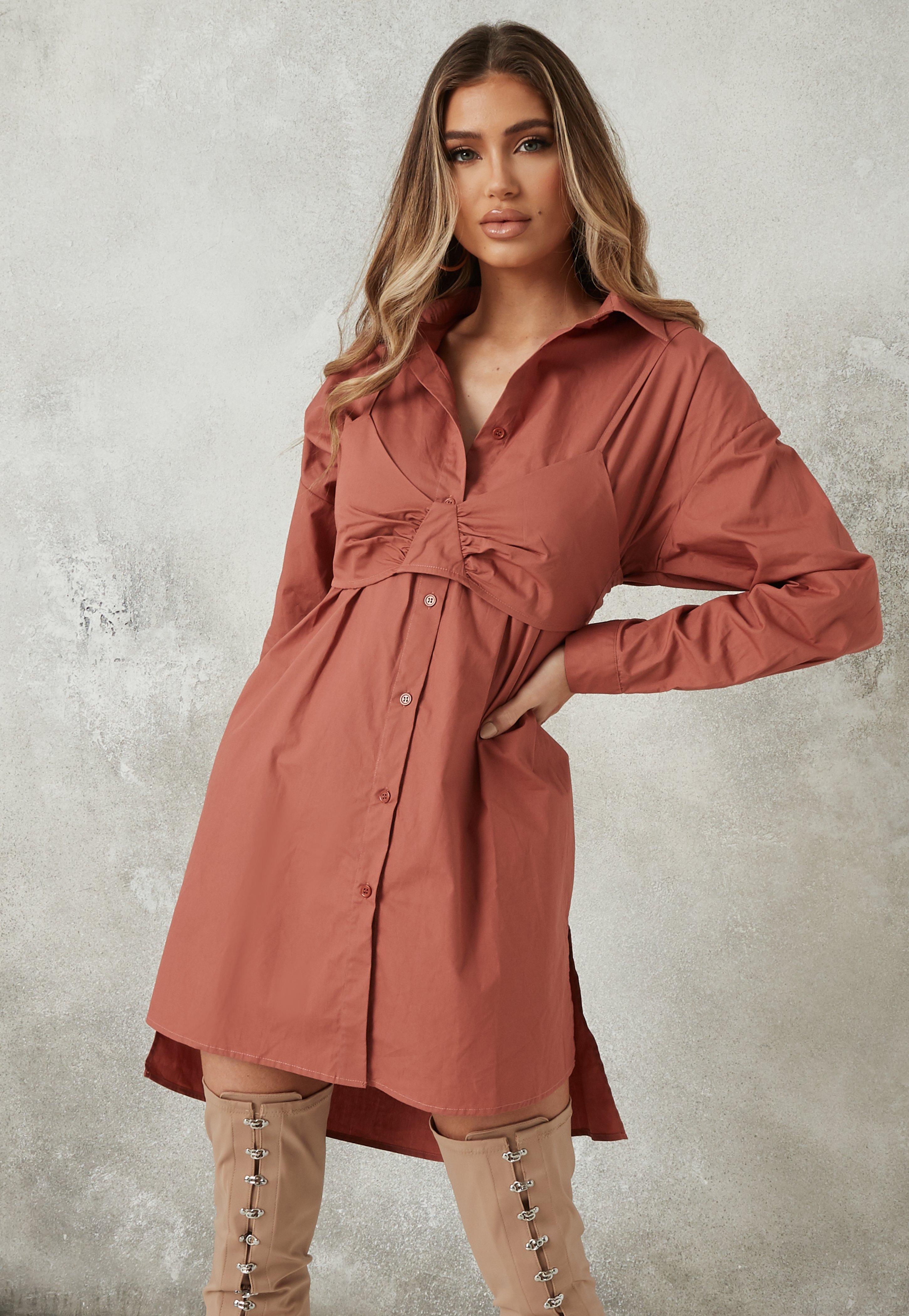 robe chemise rose poudré