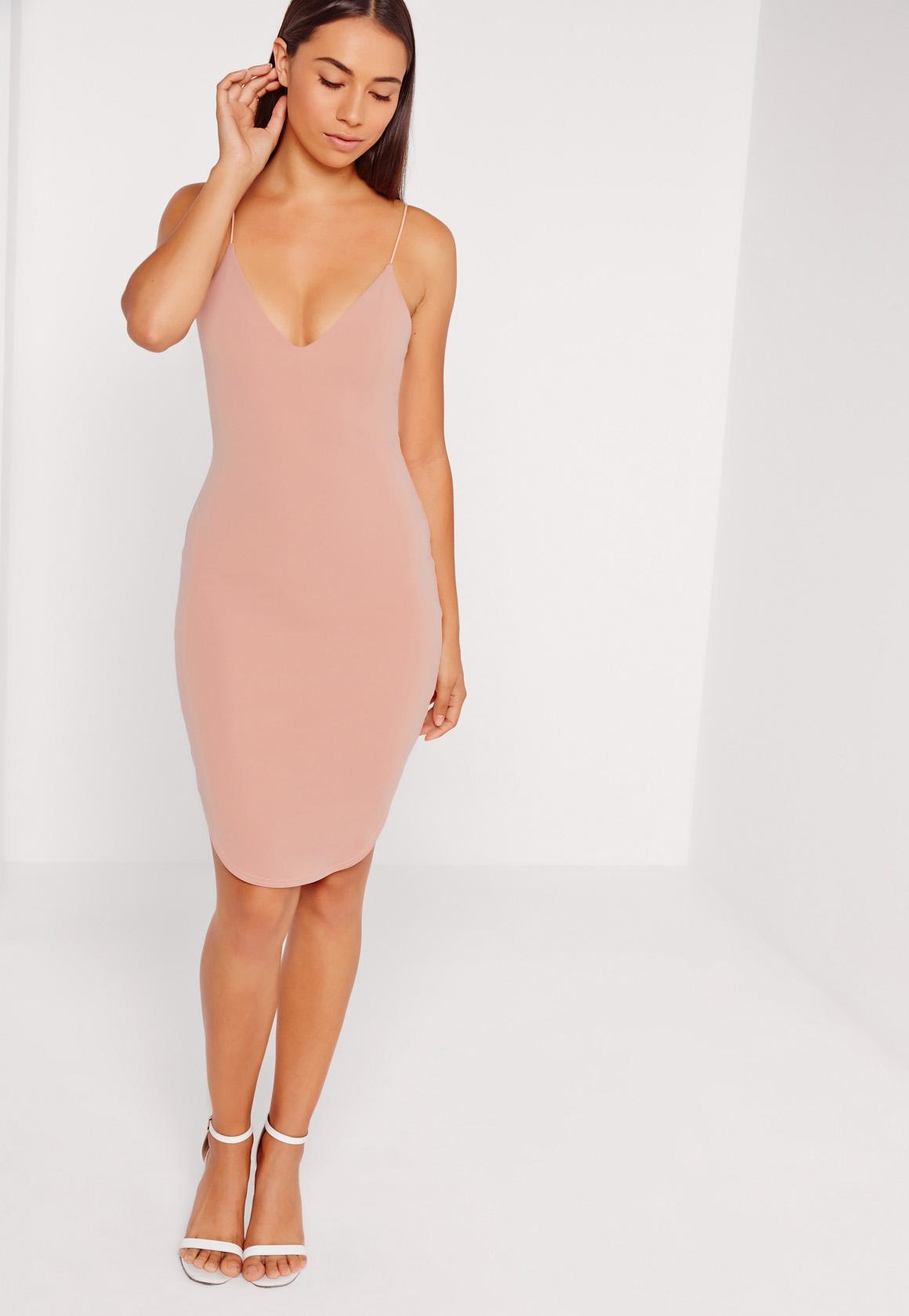 missguided curve knot front midi dress