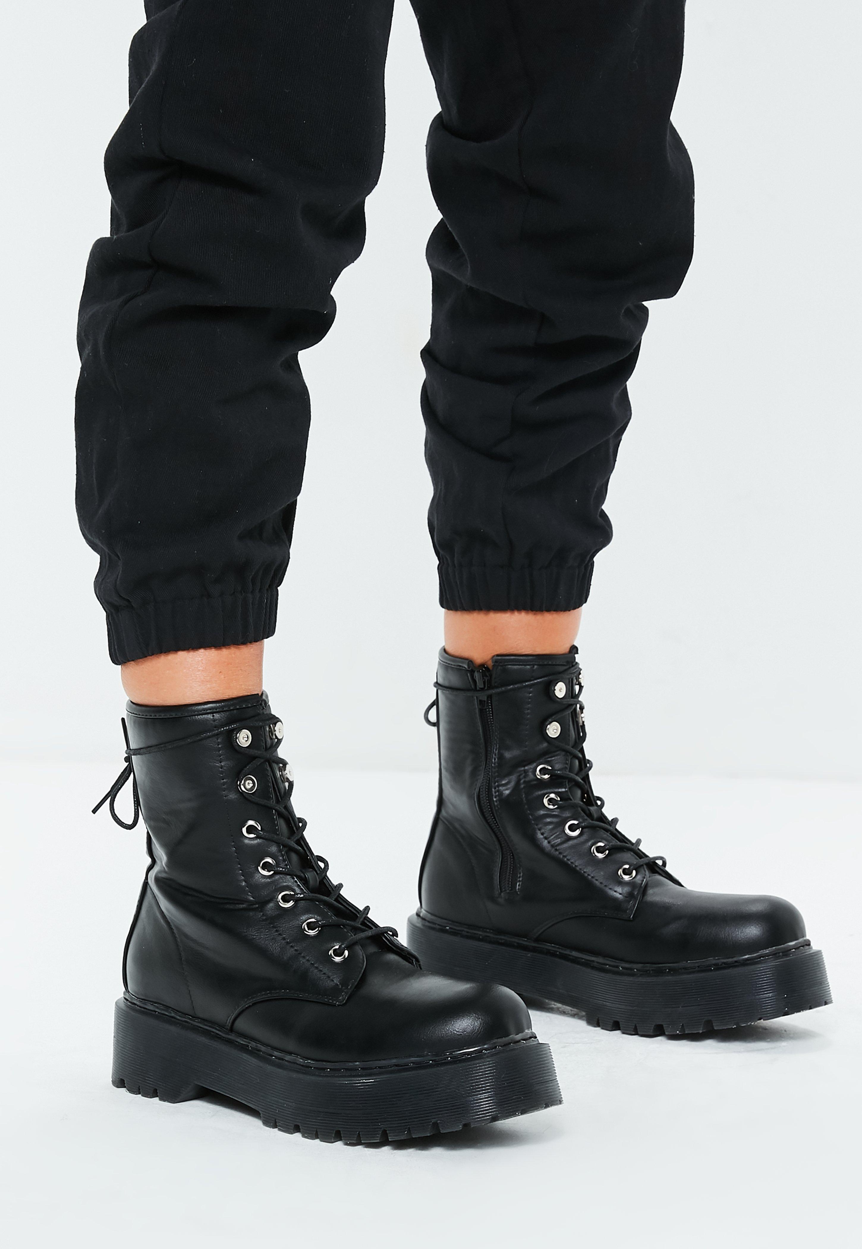 black chunky sole boots