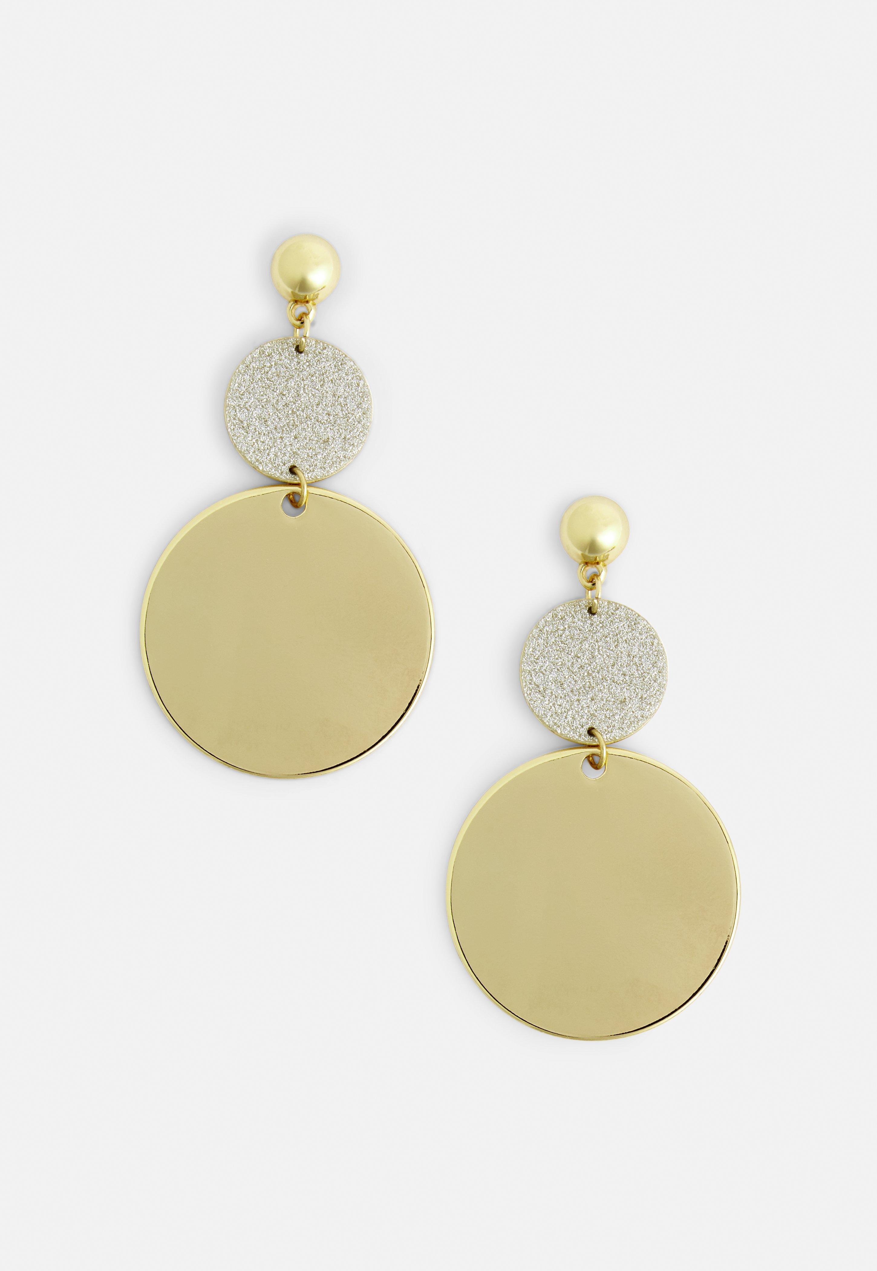 Lyst Missguided Gold Circle Drop Earrings In Metallic Gallery