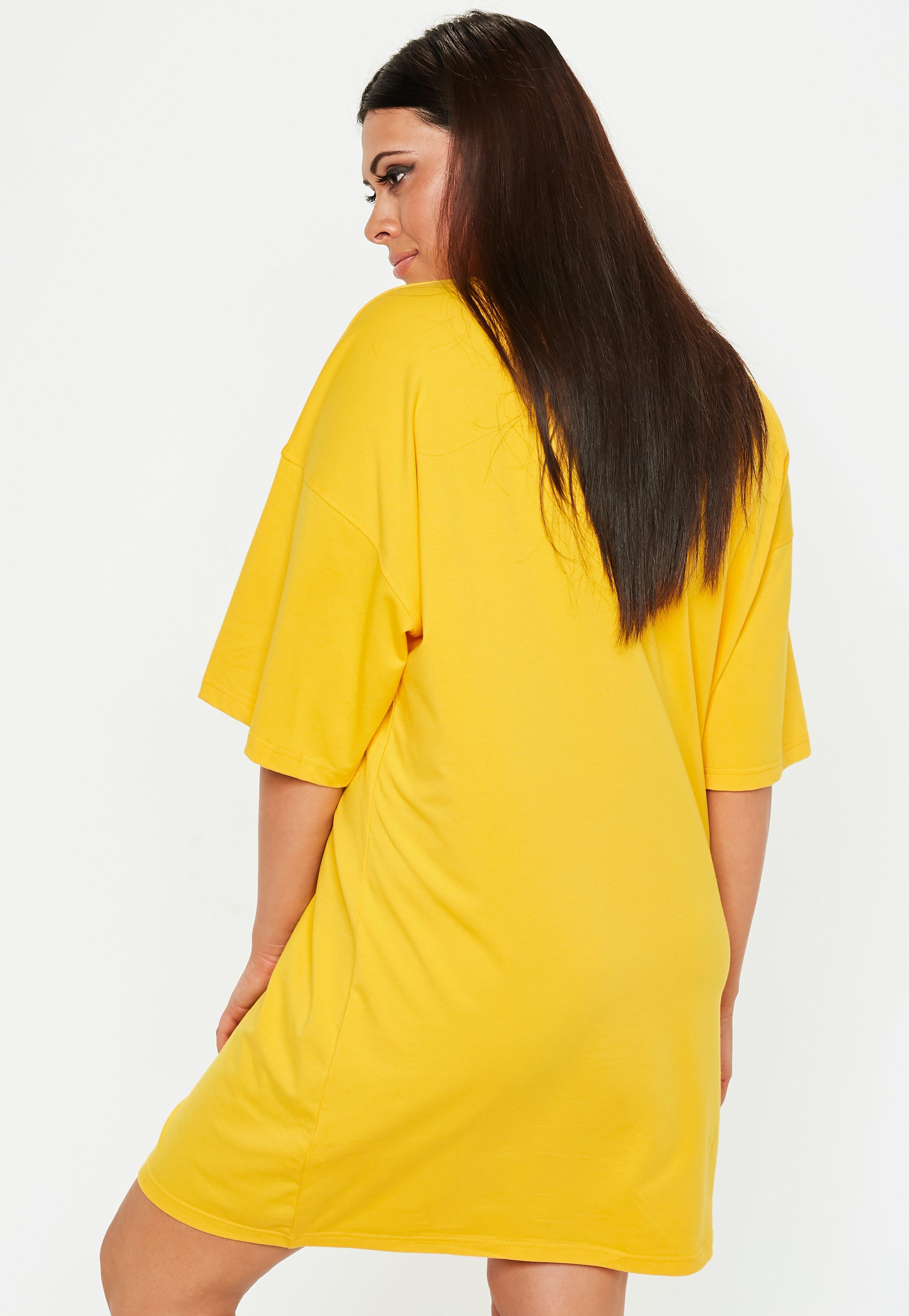 plus size yellow t shirt dress