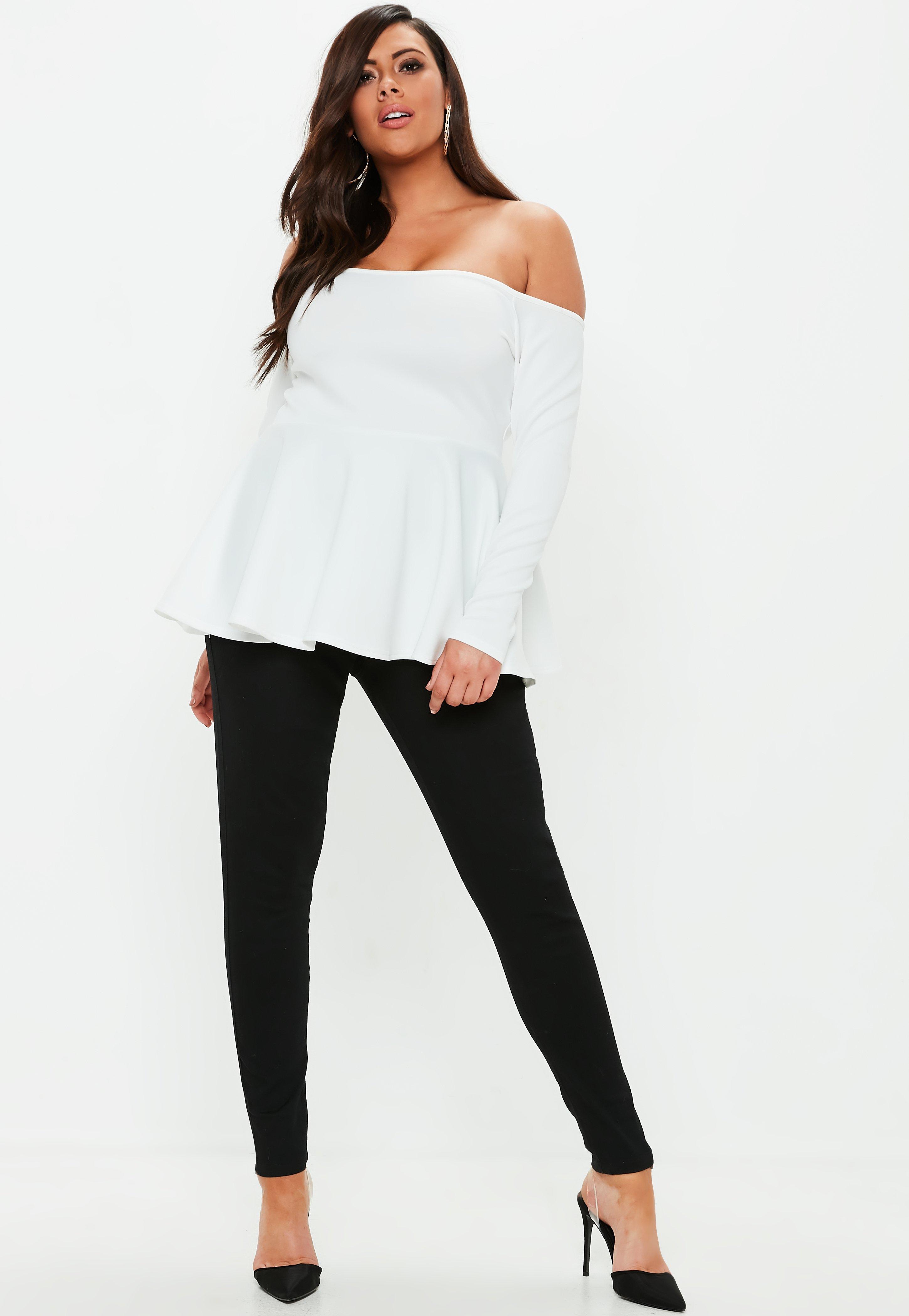 plus size white bardot top