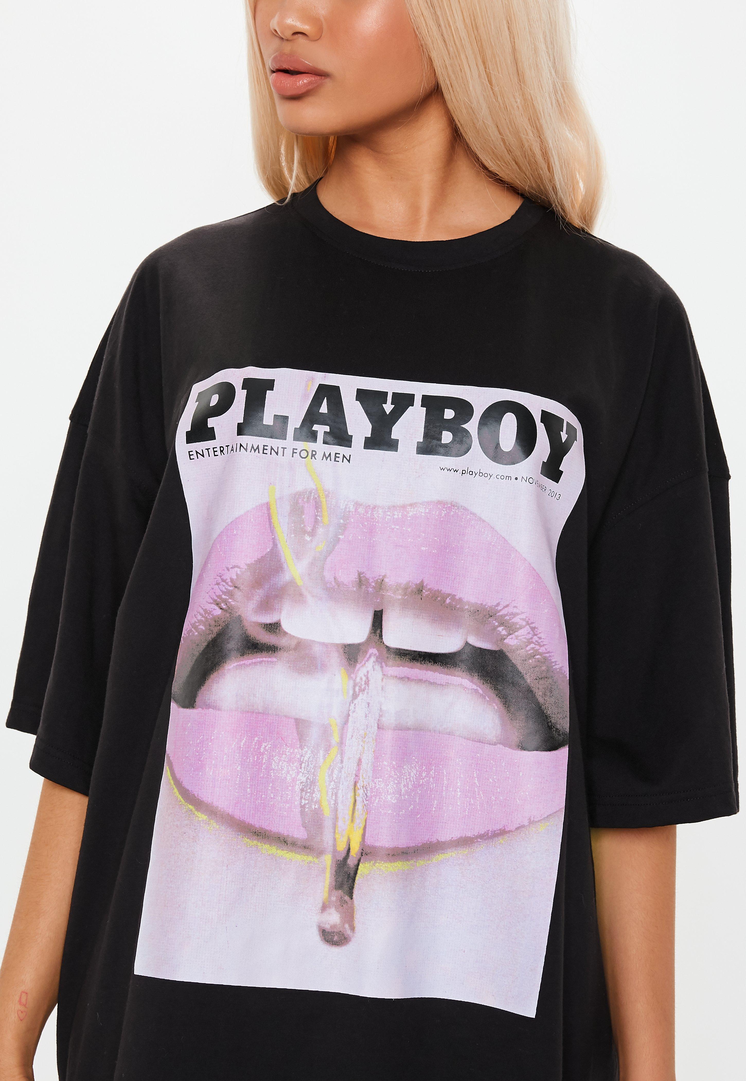 Lyst Missguided Playboy X Black Oversized Lips Front T