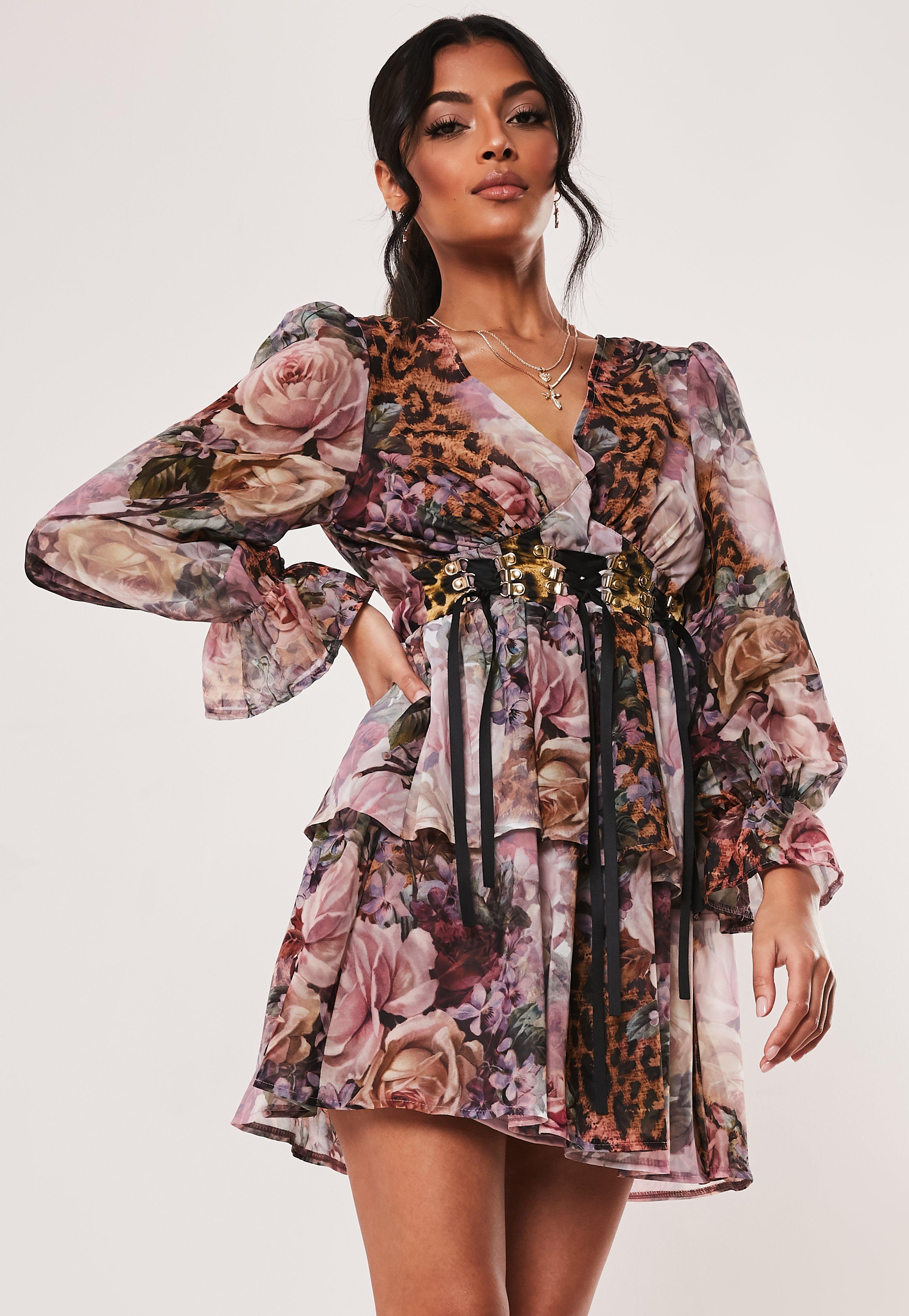 leopard floral dress