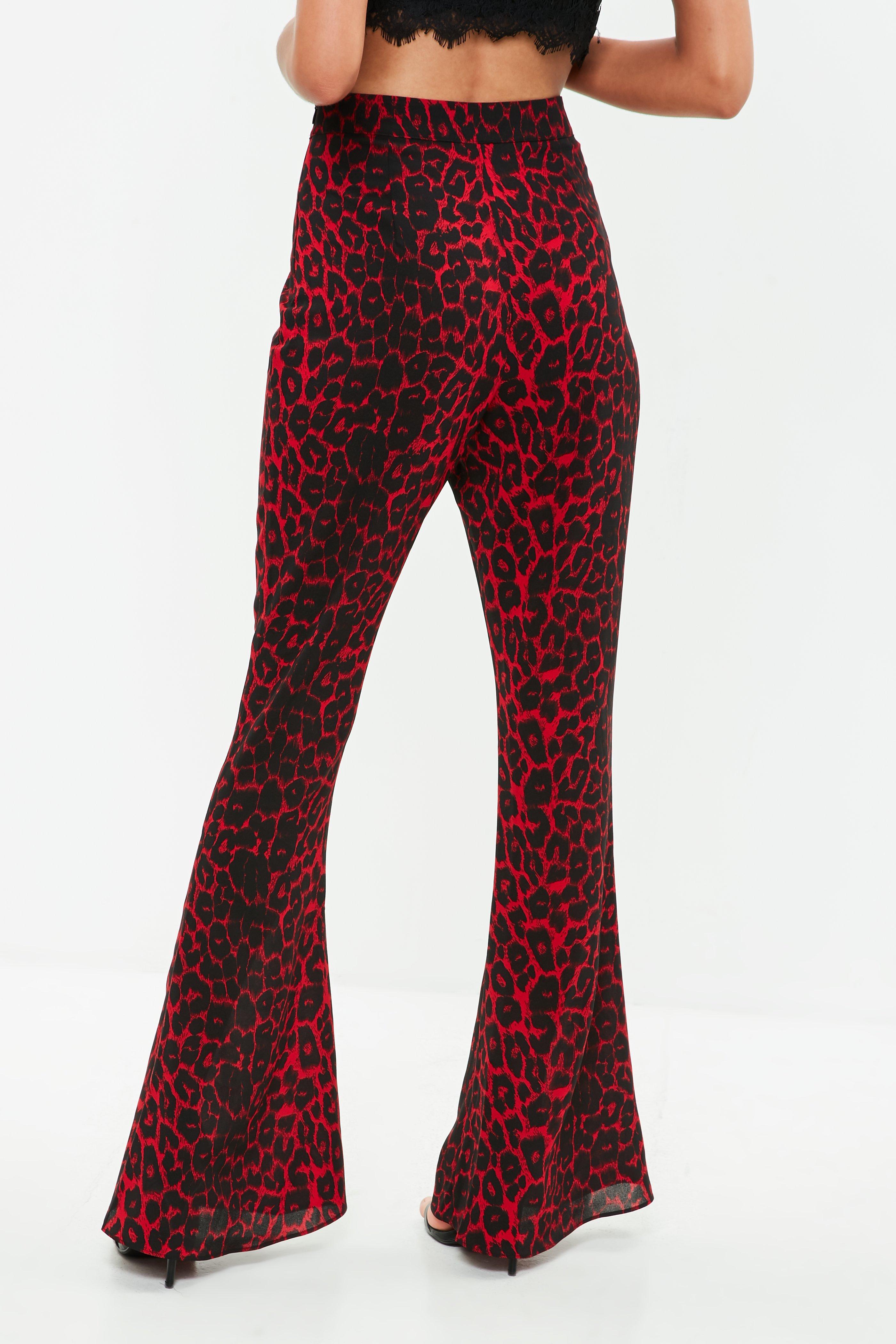 leopard print kick flare trousers