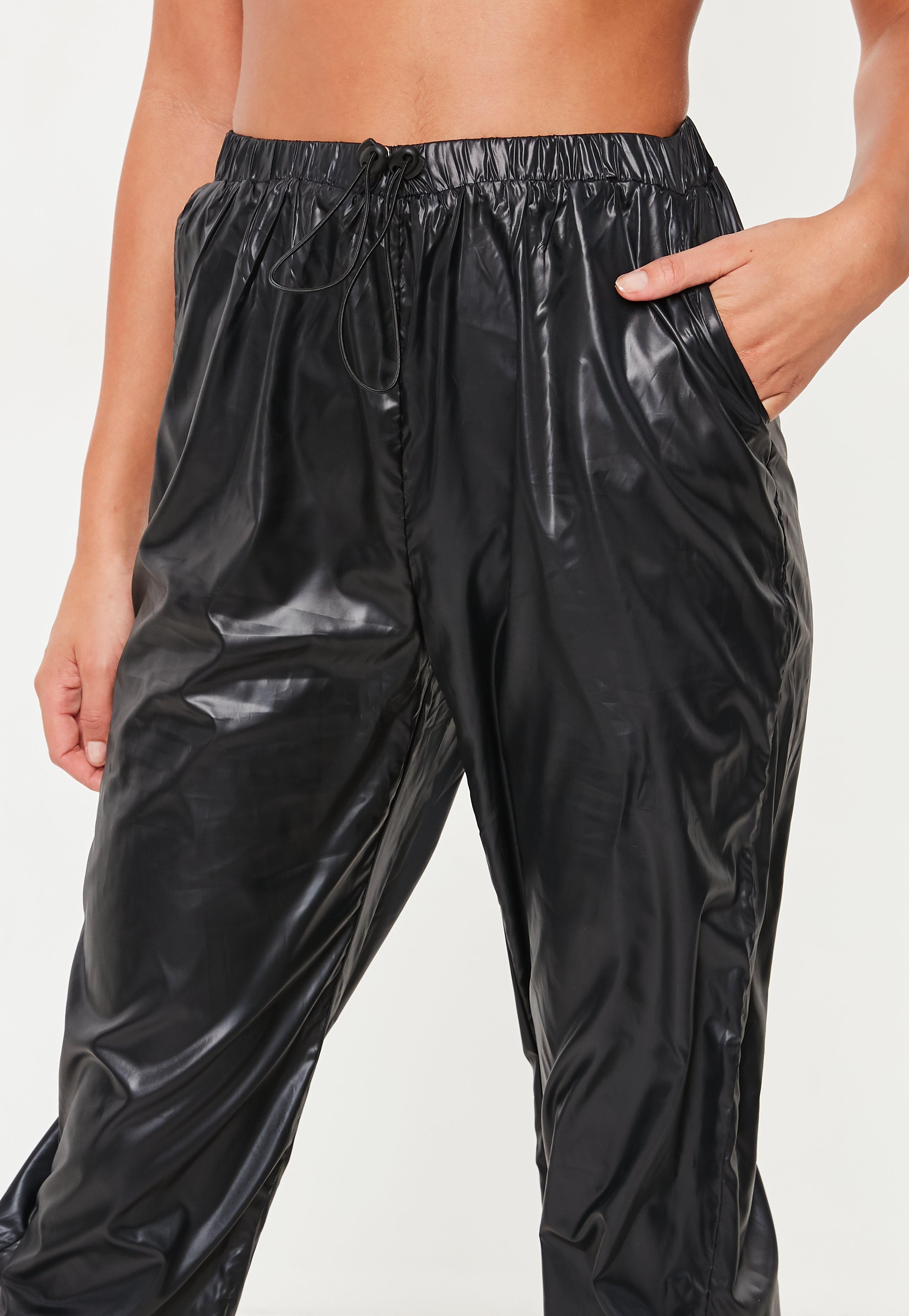 Missguided Synthetic Tall Black Toggle Shell Suit Trousers - Lyst