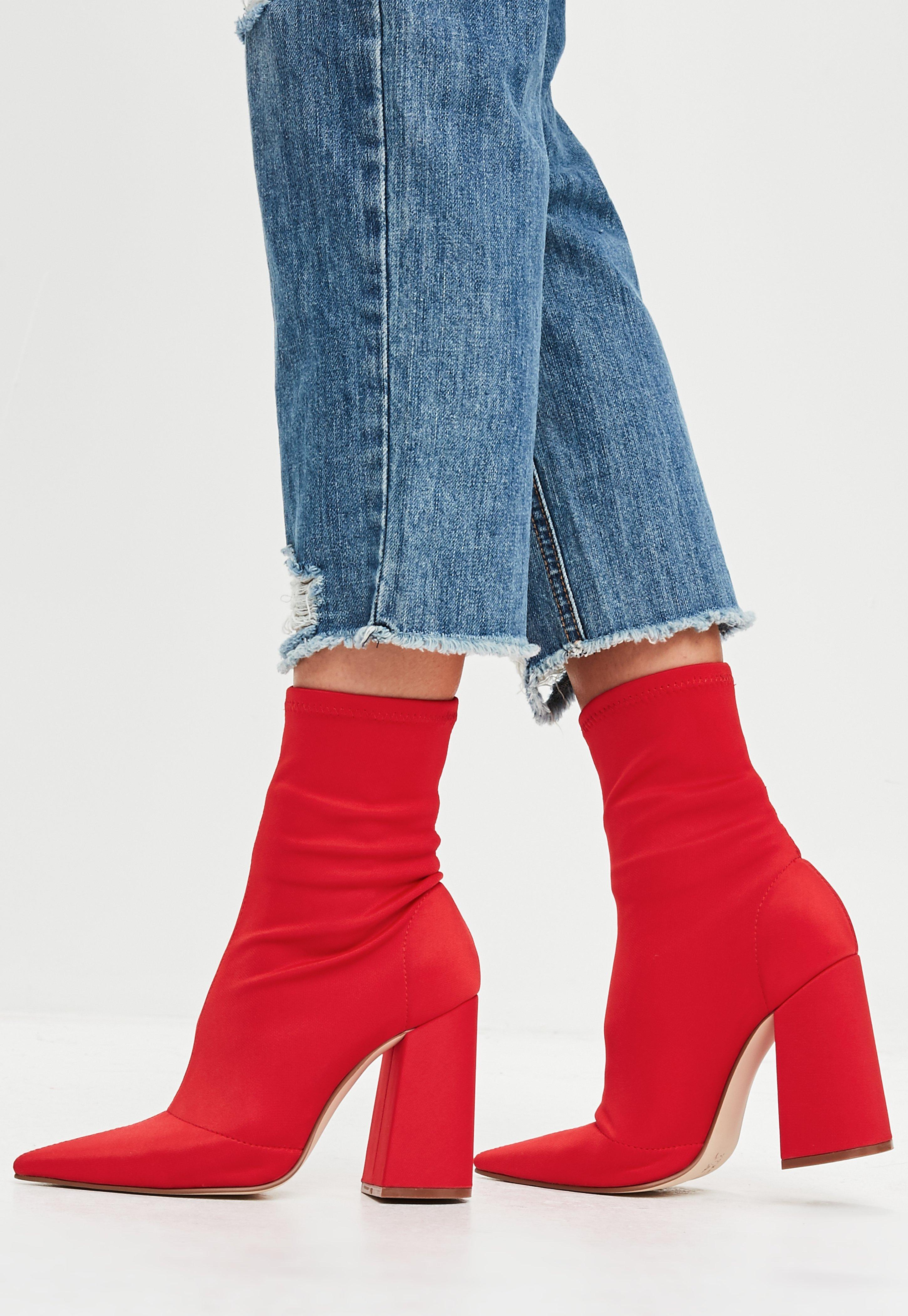 low heel pointed sock boots