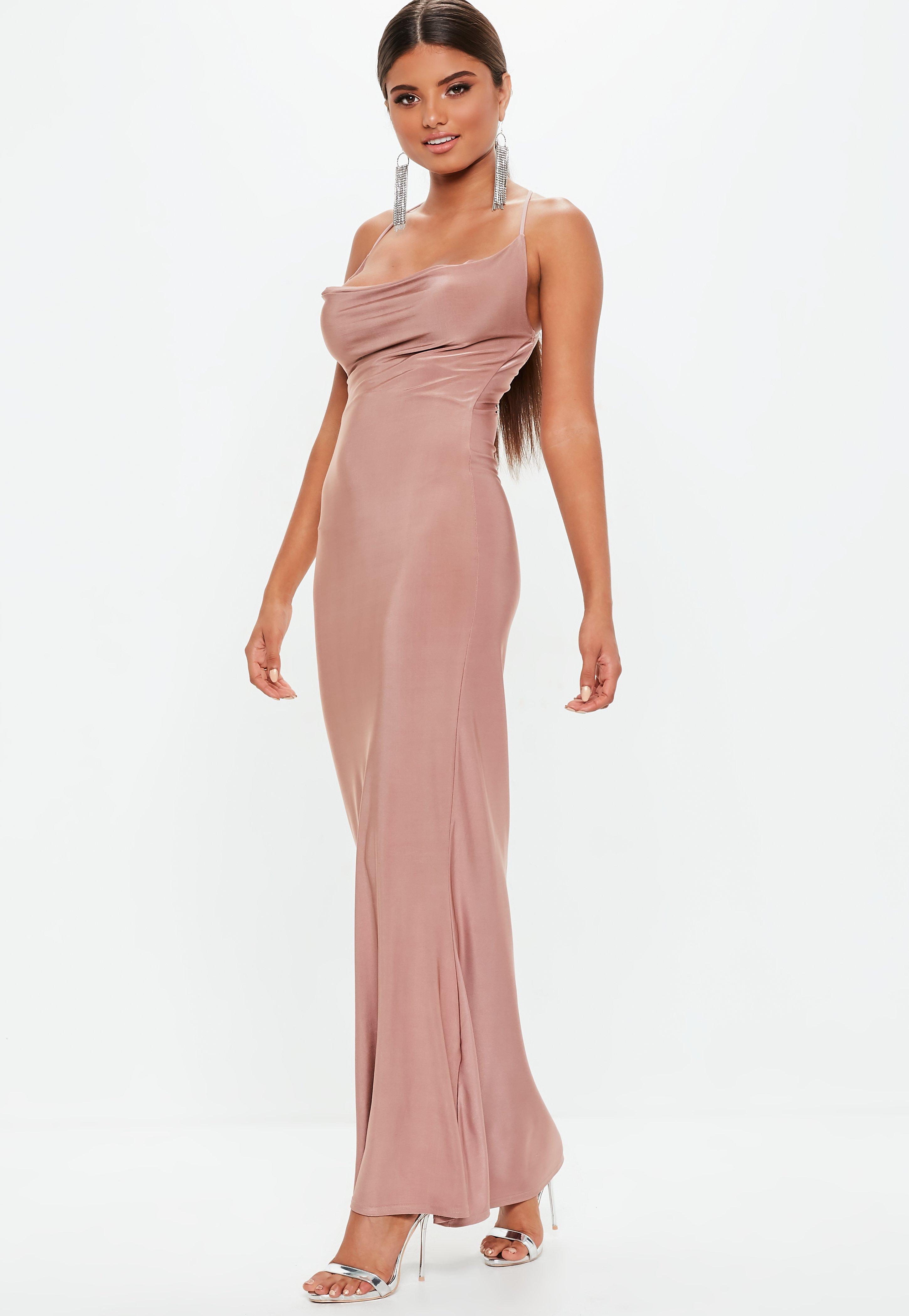 slinky cowl neck maxi dress