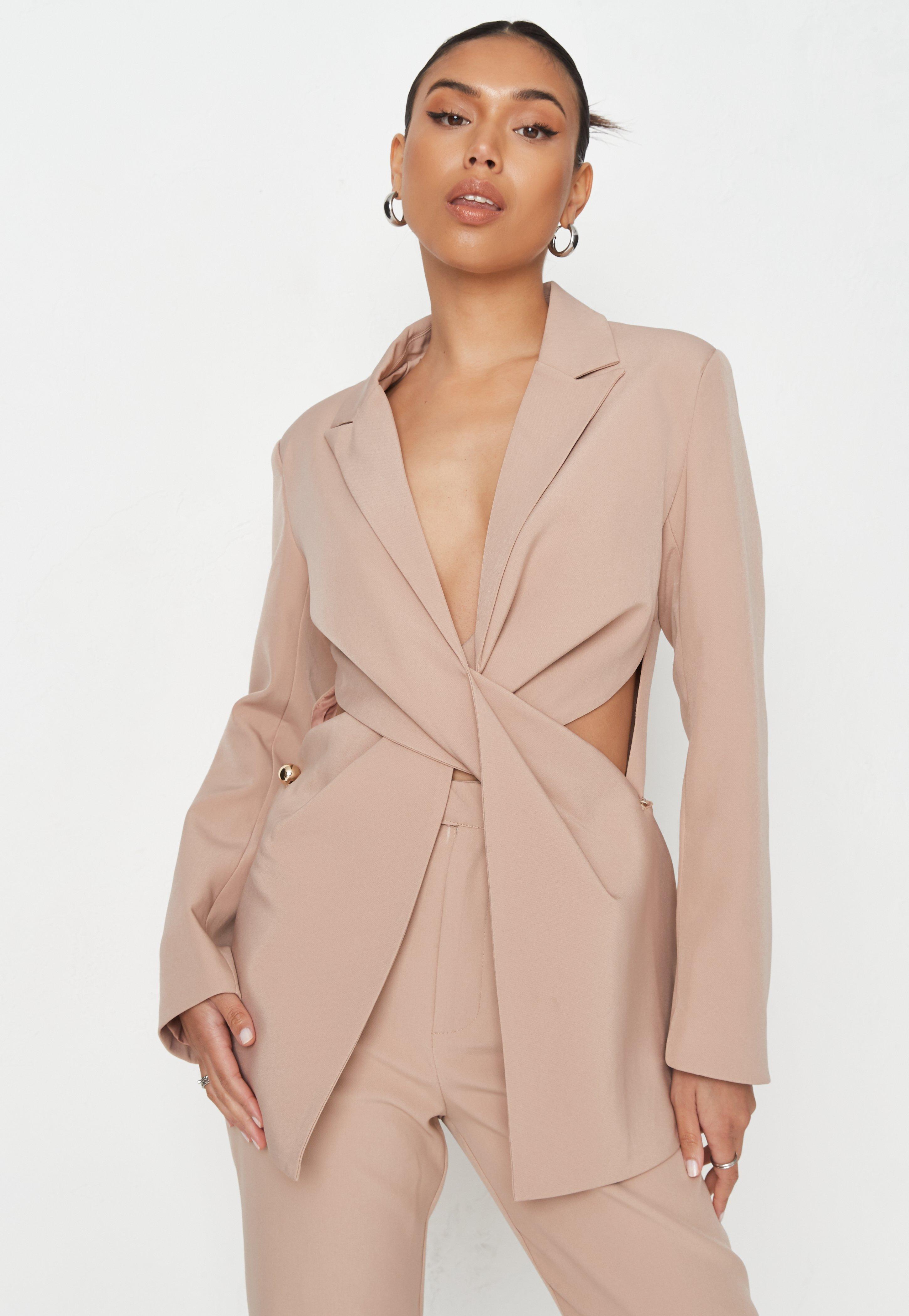 beige longline blazer