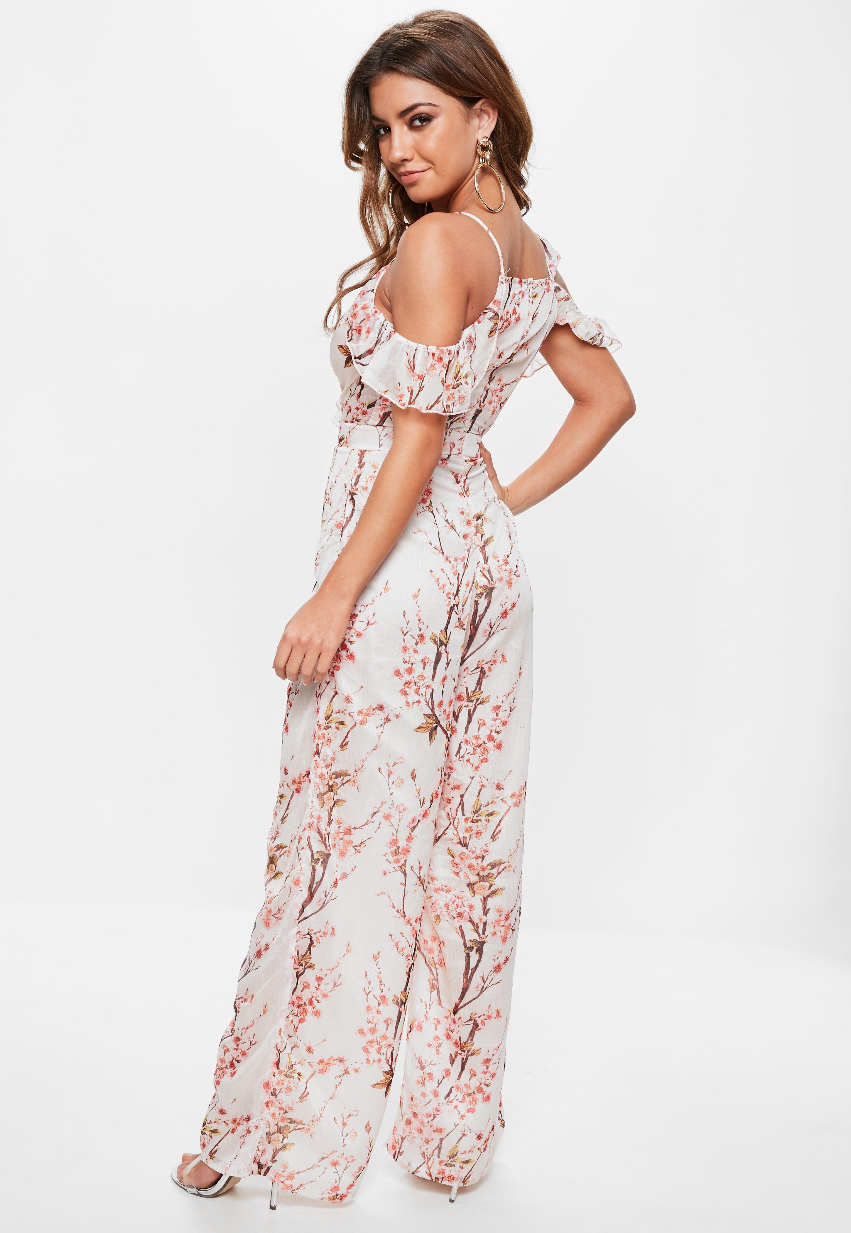 cold shoulder floral jumpsuit