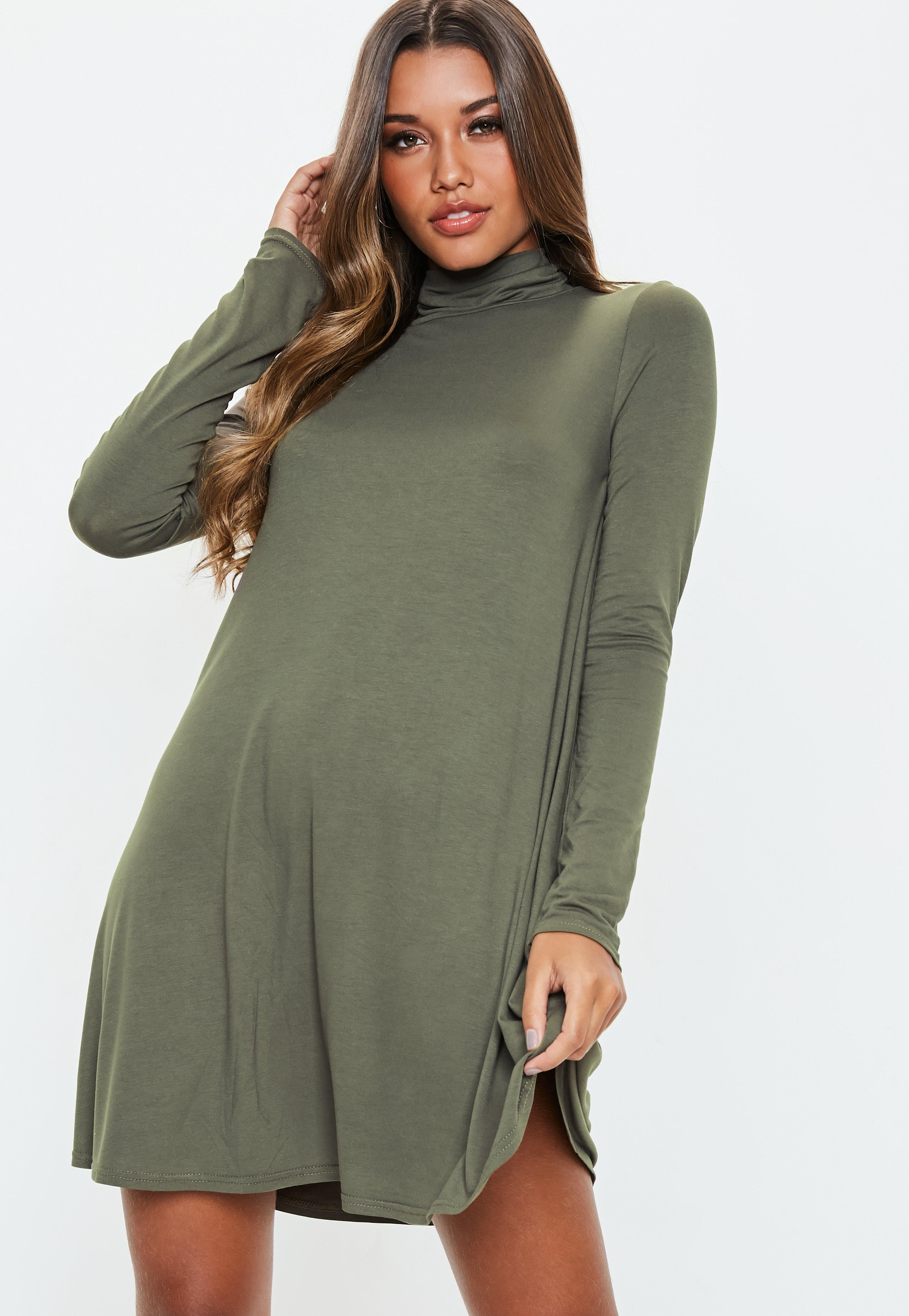 khaki swing dress