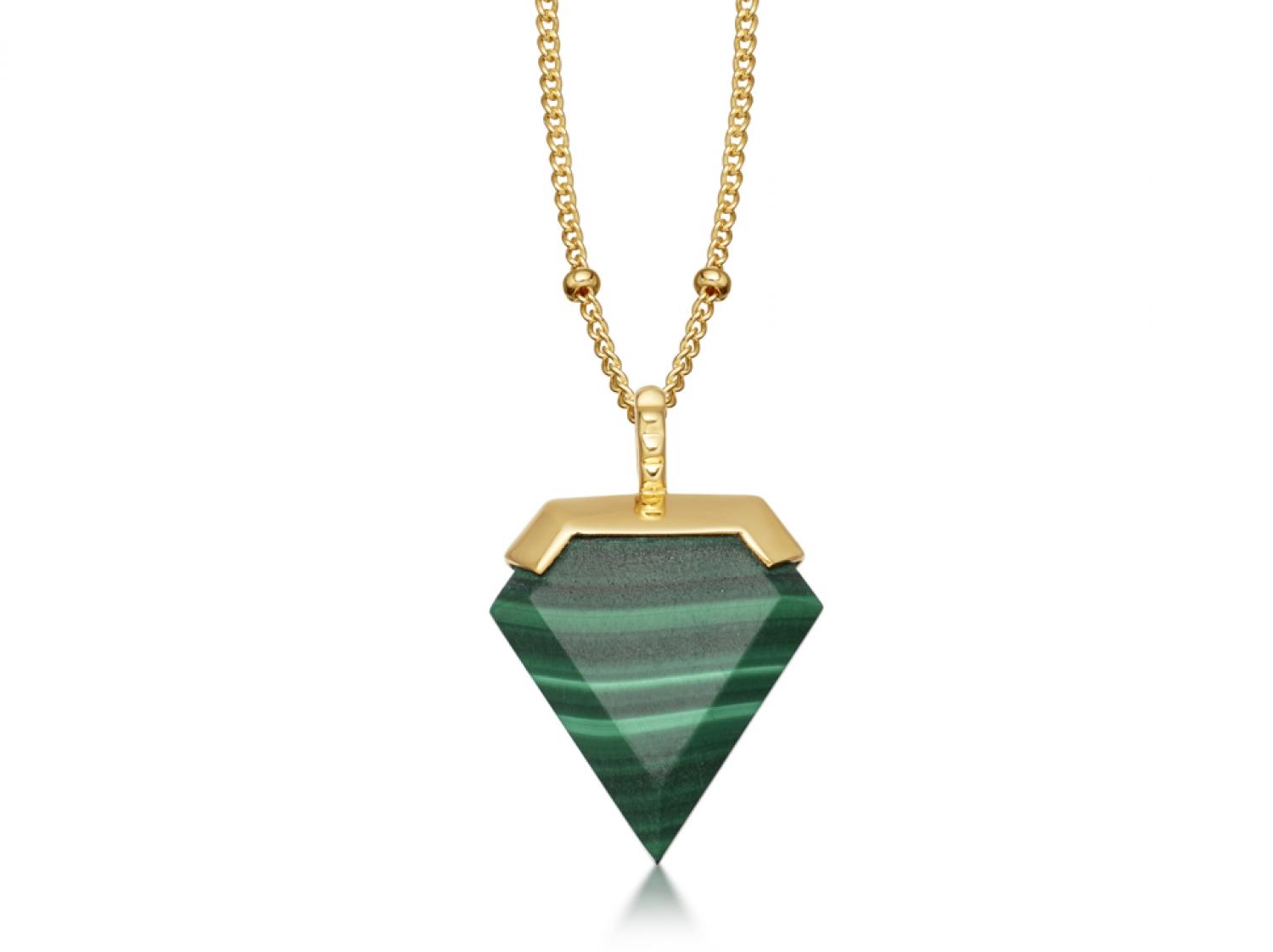 Missoma Malachite Gold Shield Necklace in Green - Lyst
