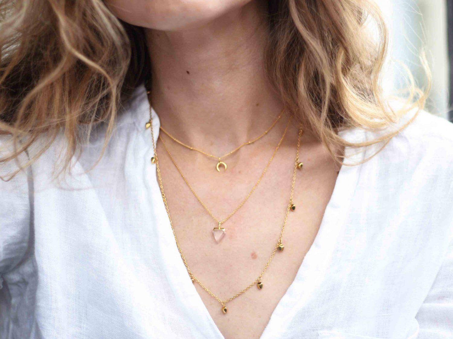 Missoma Rose Quartz Gold Mini Shield 