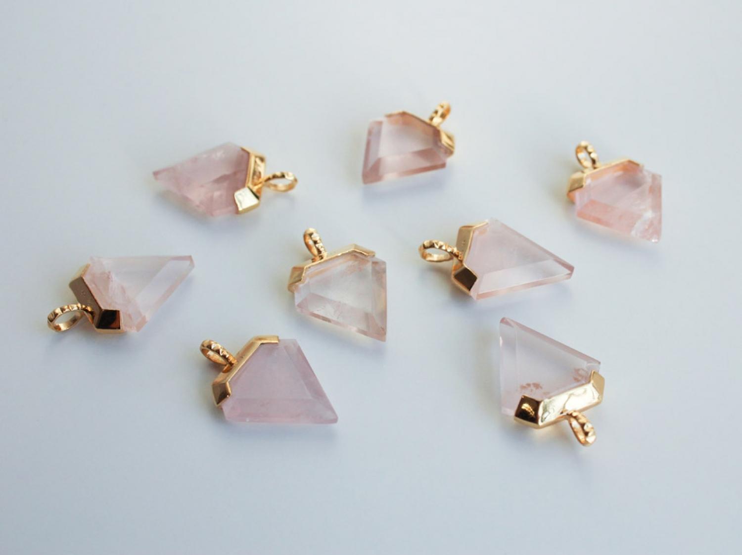Missoma Rose Quartz Gold Shield Pendant 