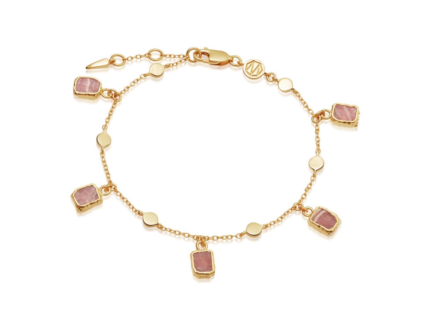 Missoma Rhodochrosite Gold Lena Charm Bracelet in Metallic - Lyst