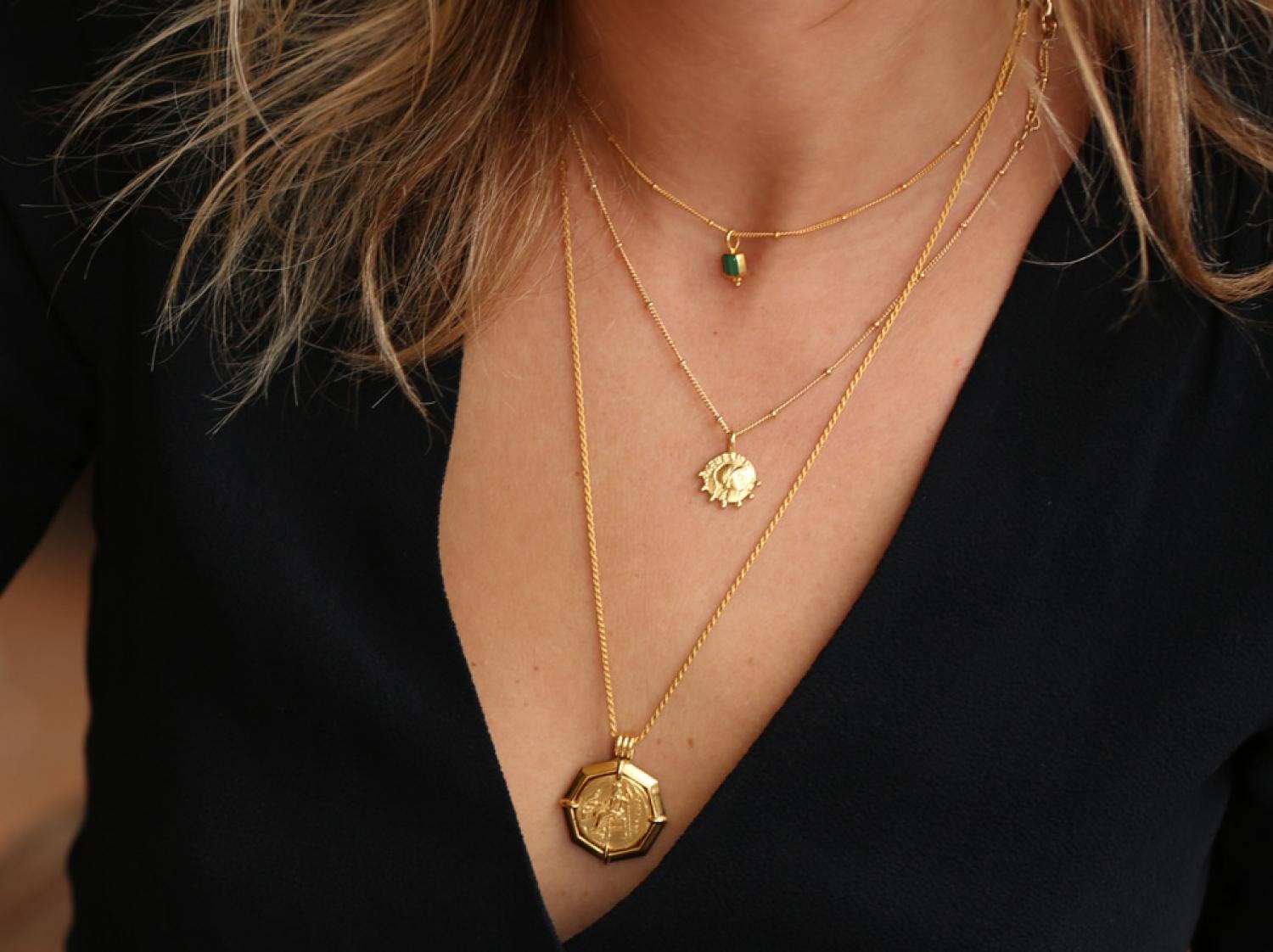 Lucy Williams Gold Octagon Medallion Coin Necklace 2024 www.alhudapk