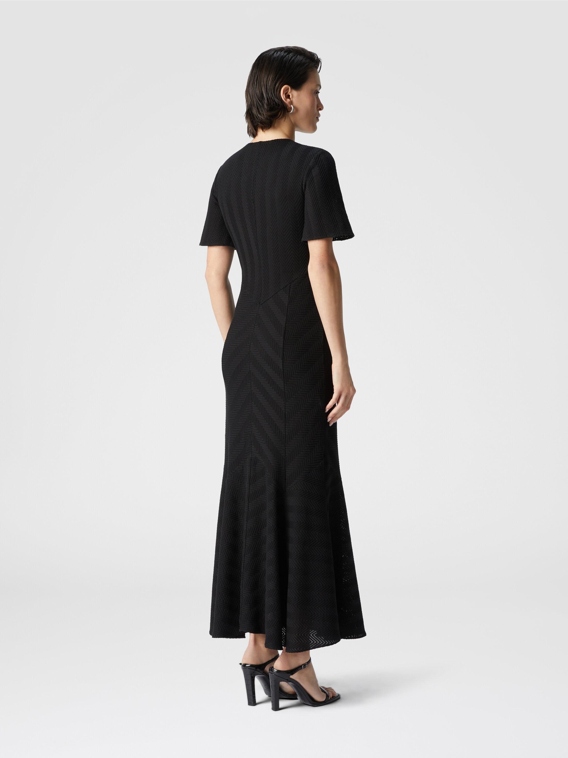 オールインワン・サロペット Missoni Black Chevron Viscose V-Neck Dress With Lame Missoni Womens Abito Knit Midi Dress Black sheer Chevron