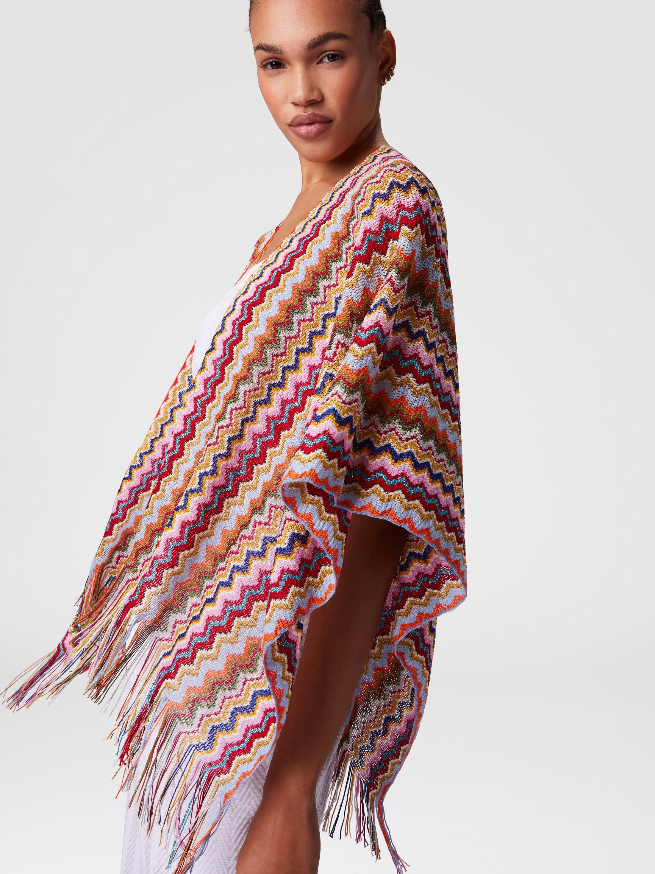Missoni Knit Poncho With Chevron Pattern And Fringes in White | Lyst, image size:2201x2934