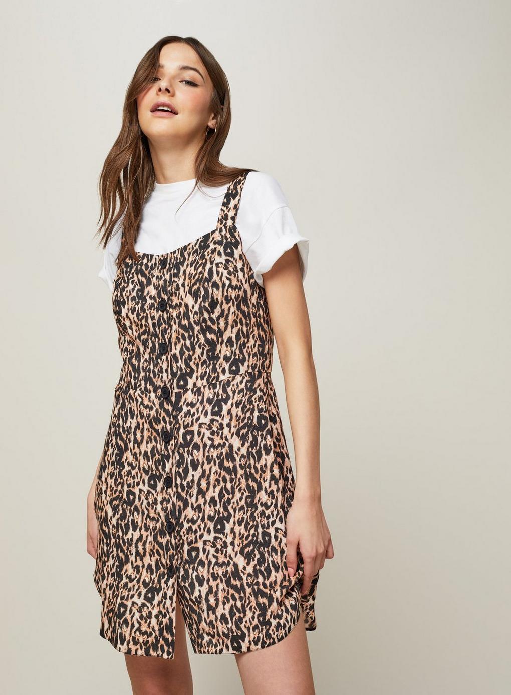 leopard print pinny dress