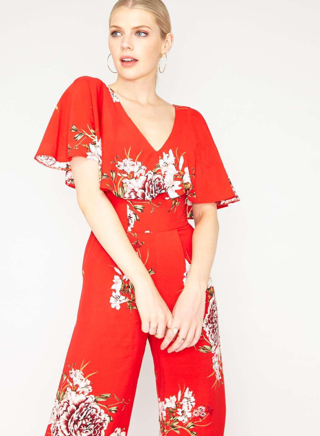 miss selfridge red jumpsuit