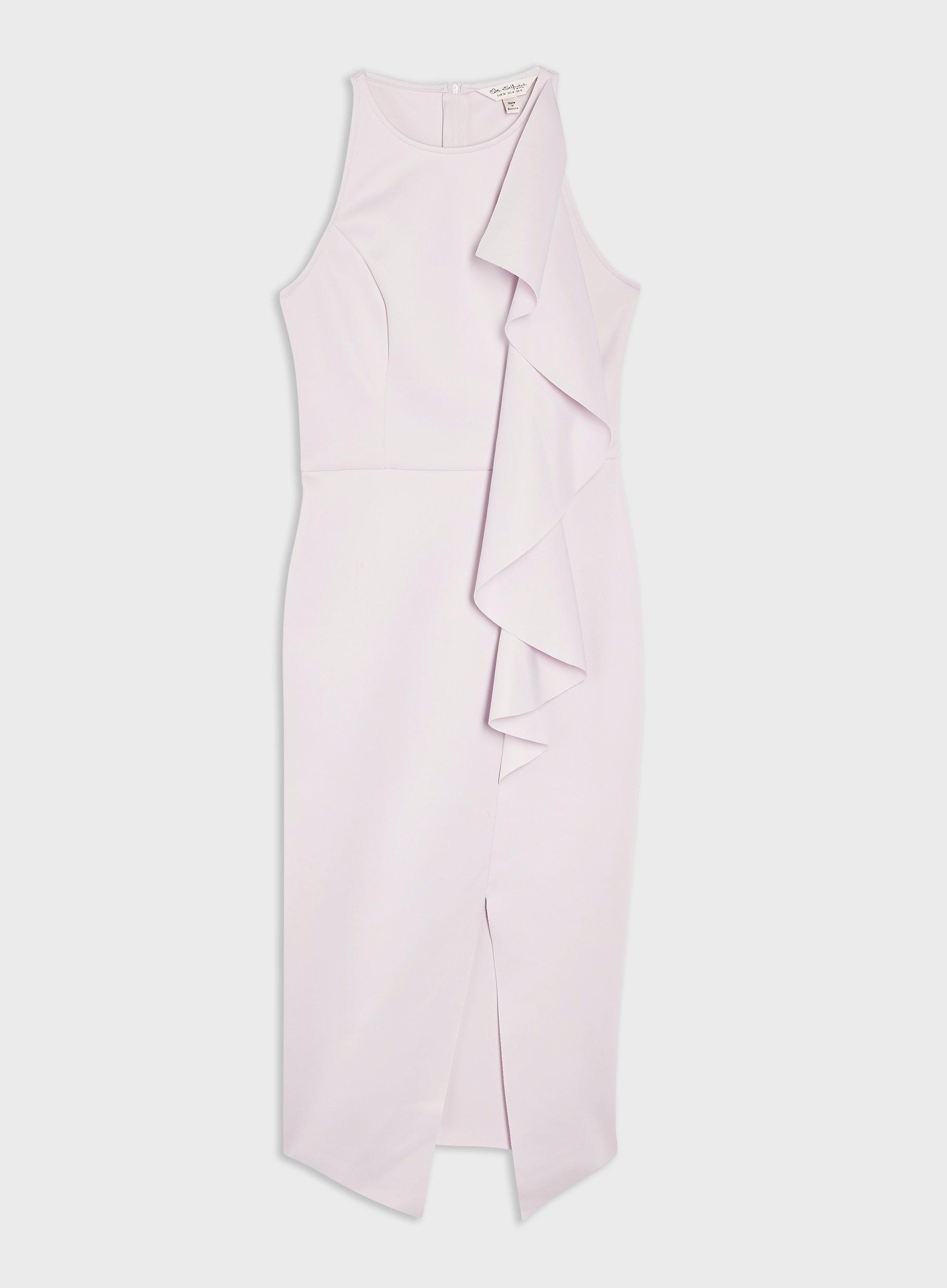 scuba frill midi dress