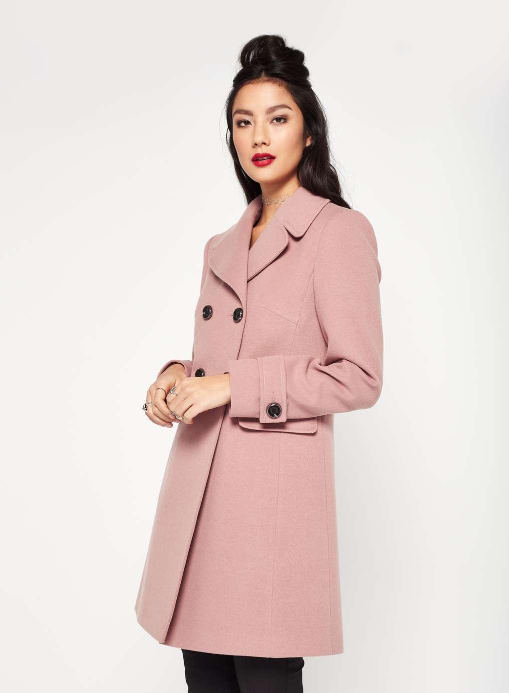 Miss Selfridge Pink Revere Collar Coat - Lyst