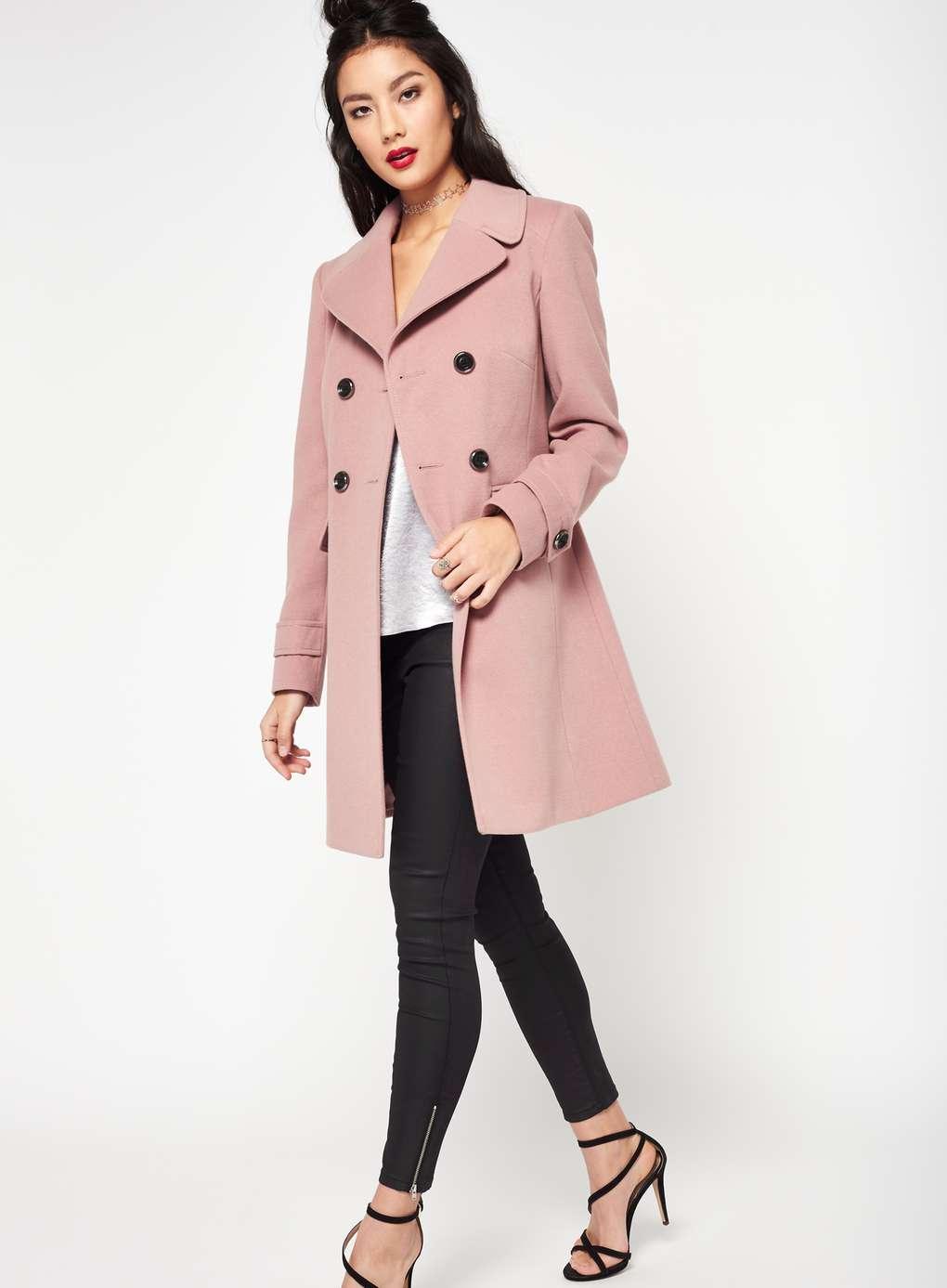 Miss Selfridge Pink Revere Collar Coat - Lyst