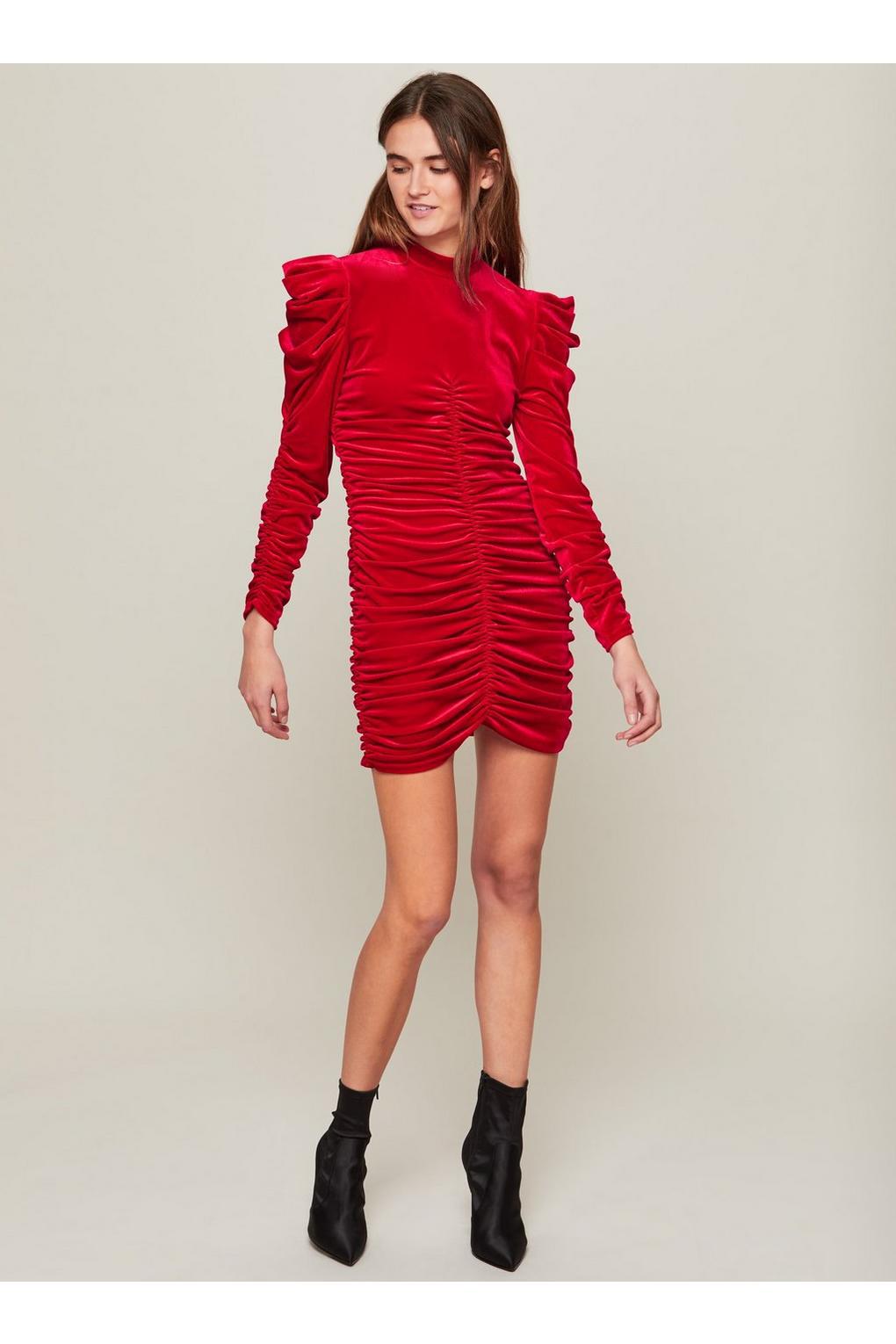 miss selfridge red velvet dress