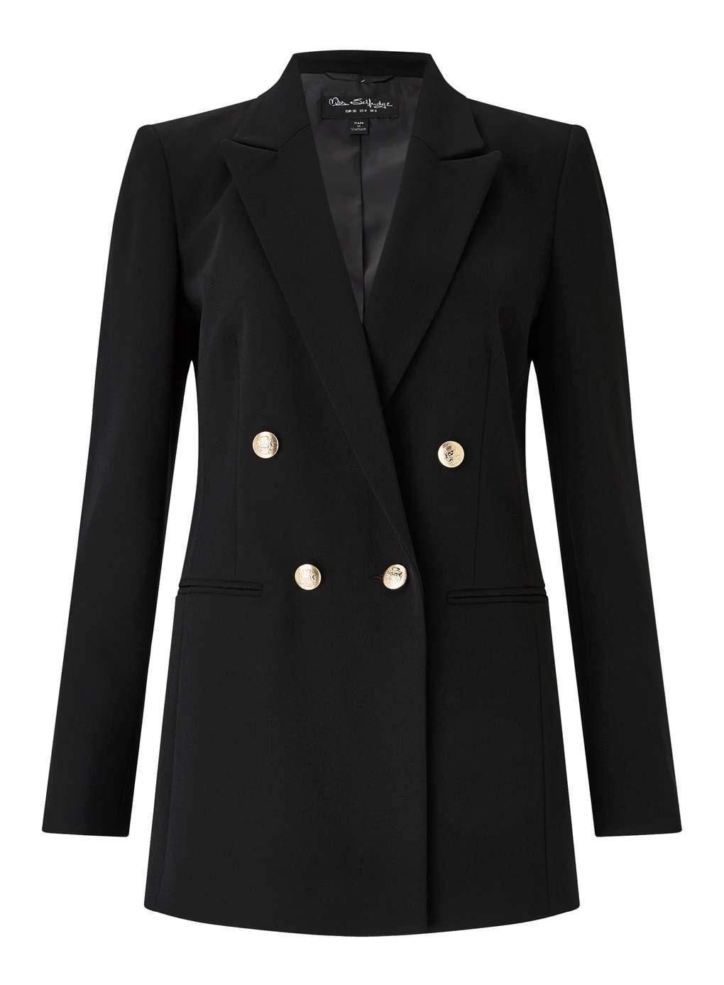 Miss Selfridge Synthetic Black Longline Military Blazer - Lyst