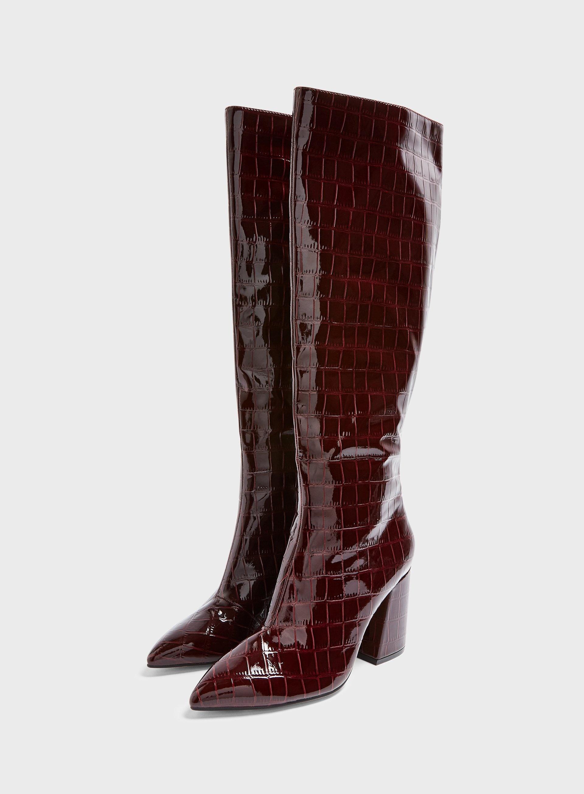 burgundy crocodile boots