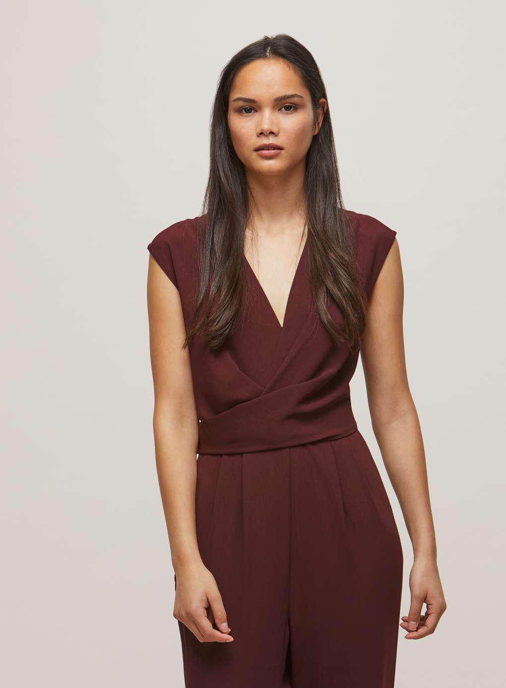 miss selfridge burgundy jumpsuit