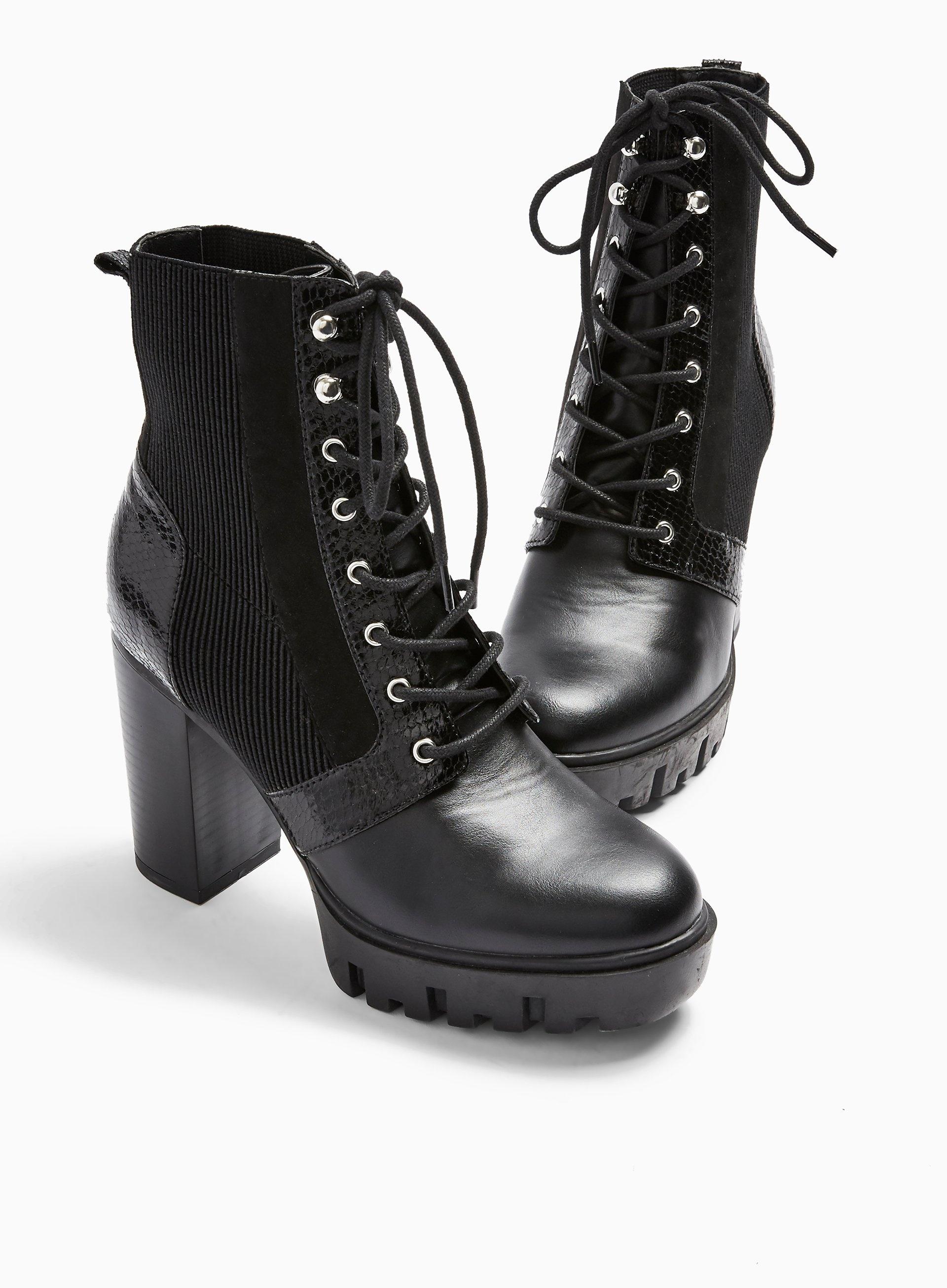 miss selfridge hiker ankle boot in black