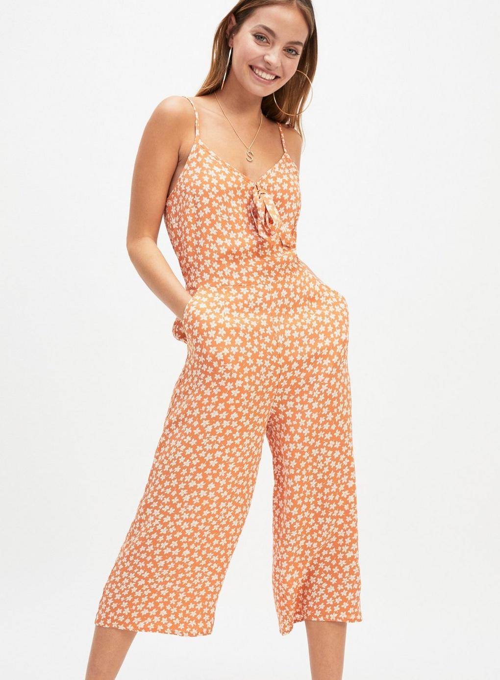 petite orange jumpsuit
