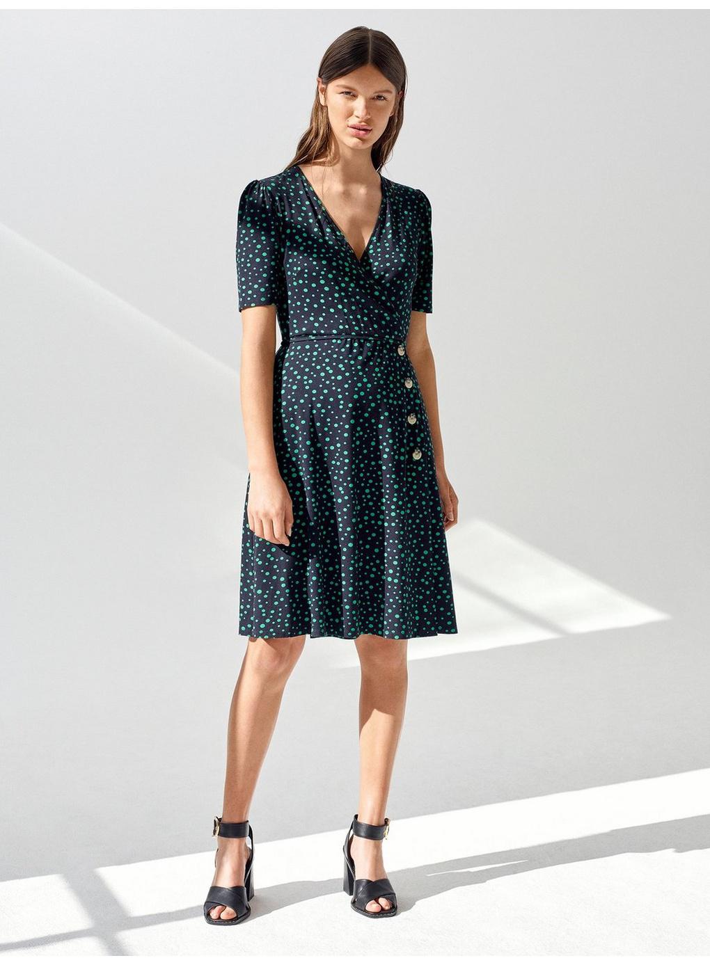 side button wrap dress