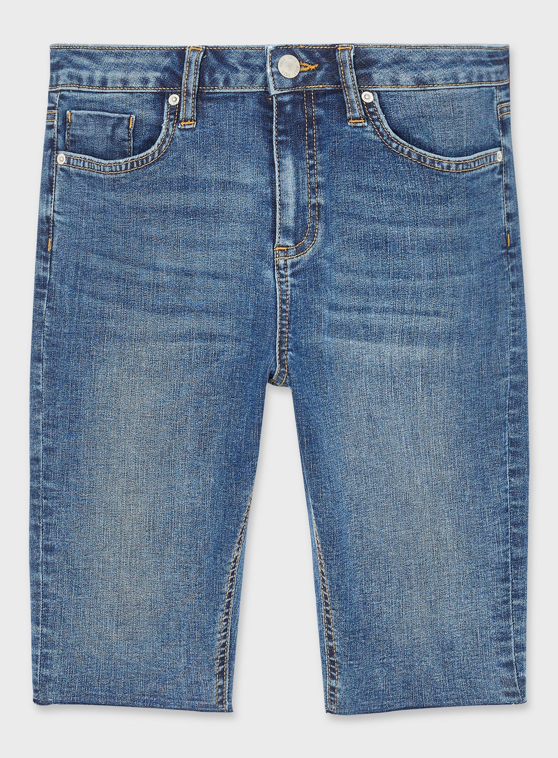 blue denim cycling shorts