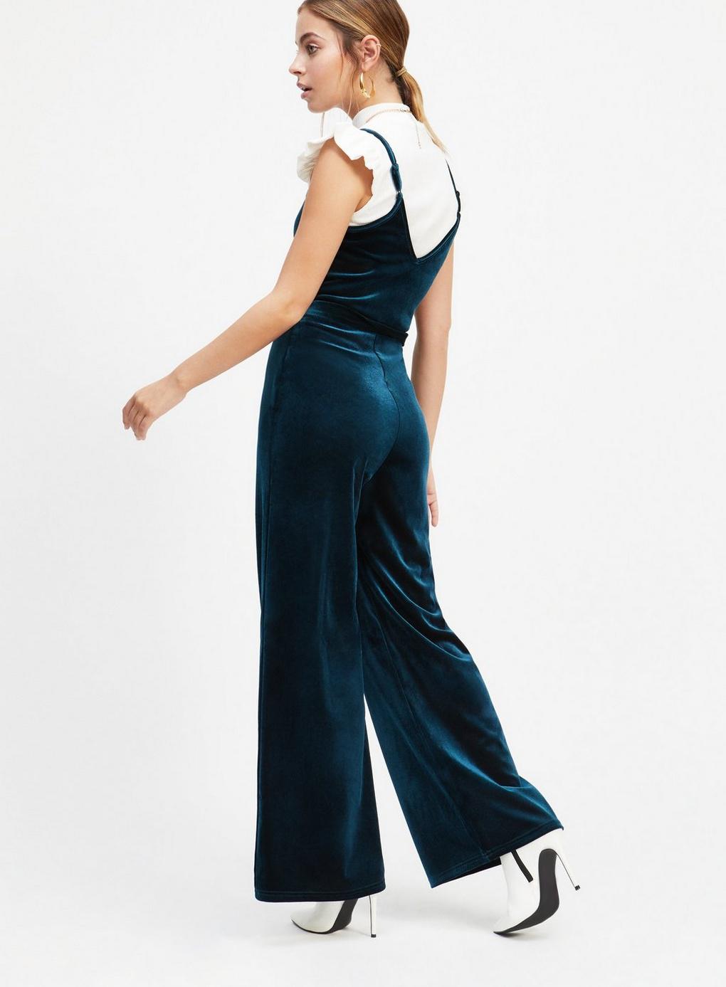 dark green velvet jumpsuit