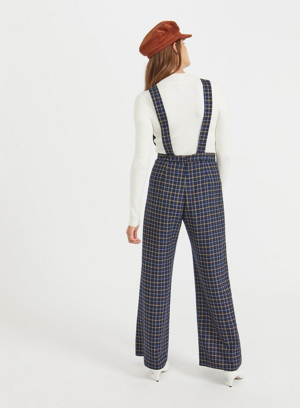 checked pinafore jumpsuit