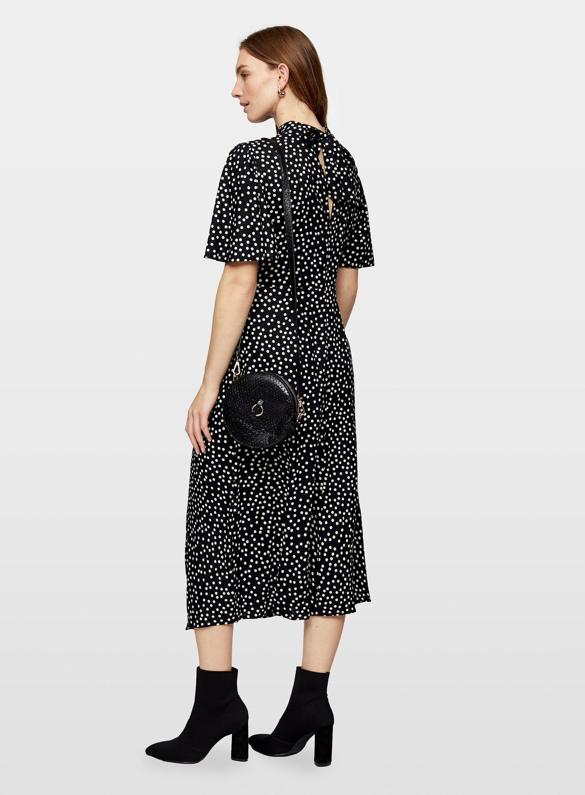 spot print midi dress