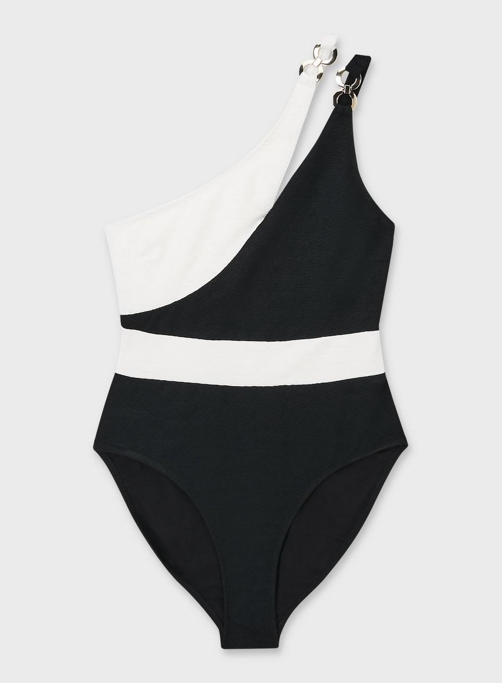 black textured swimsuit