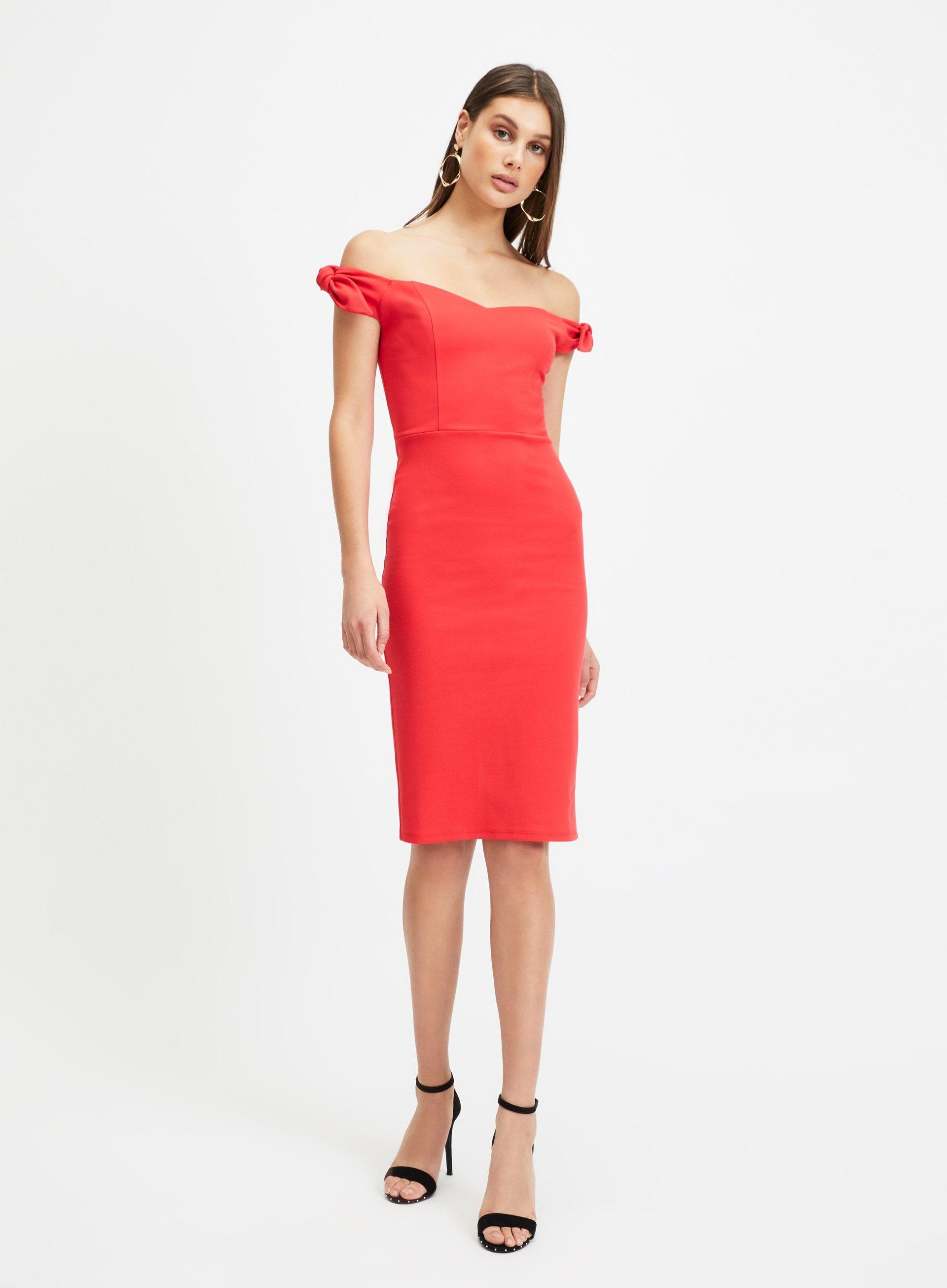 red tie shoulder dress