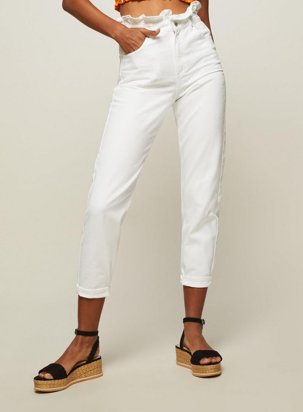 miss selfridge frill top mom jeans