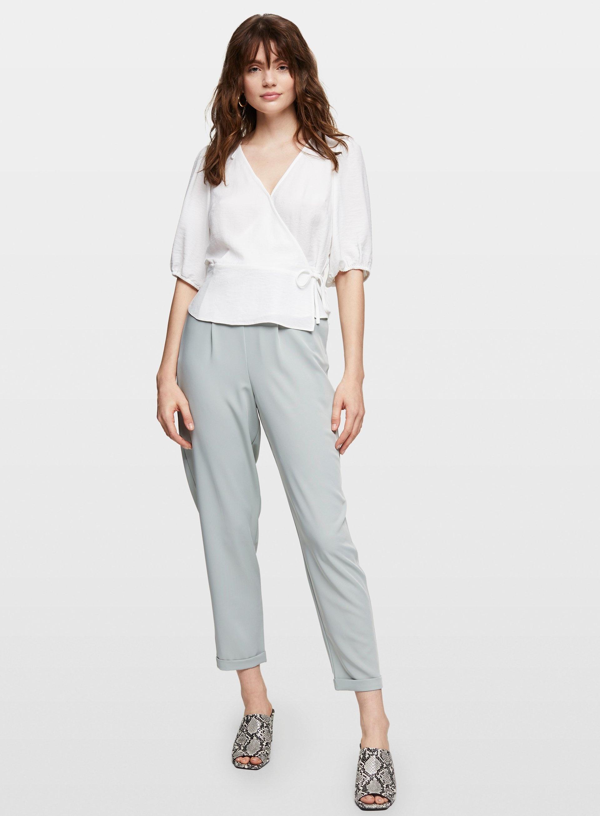 Miss Selfridge Synthetic Ivory Puff Sleeve Wrap Blouse in White - Lyst