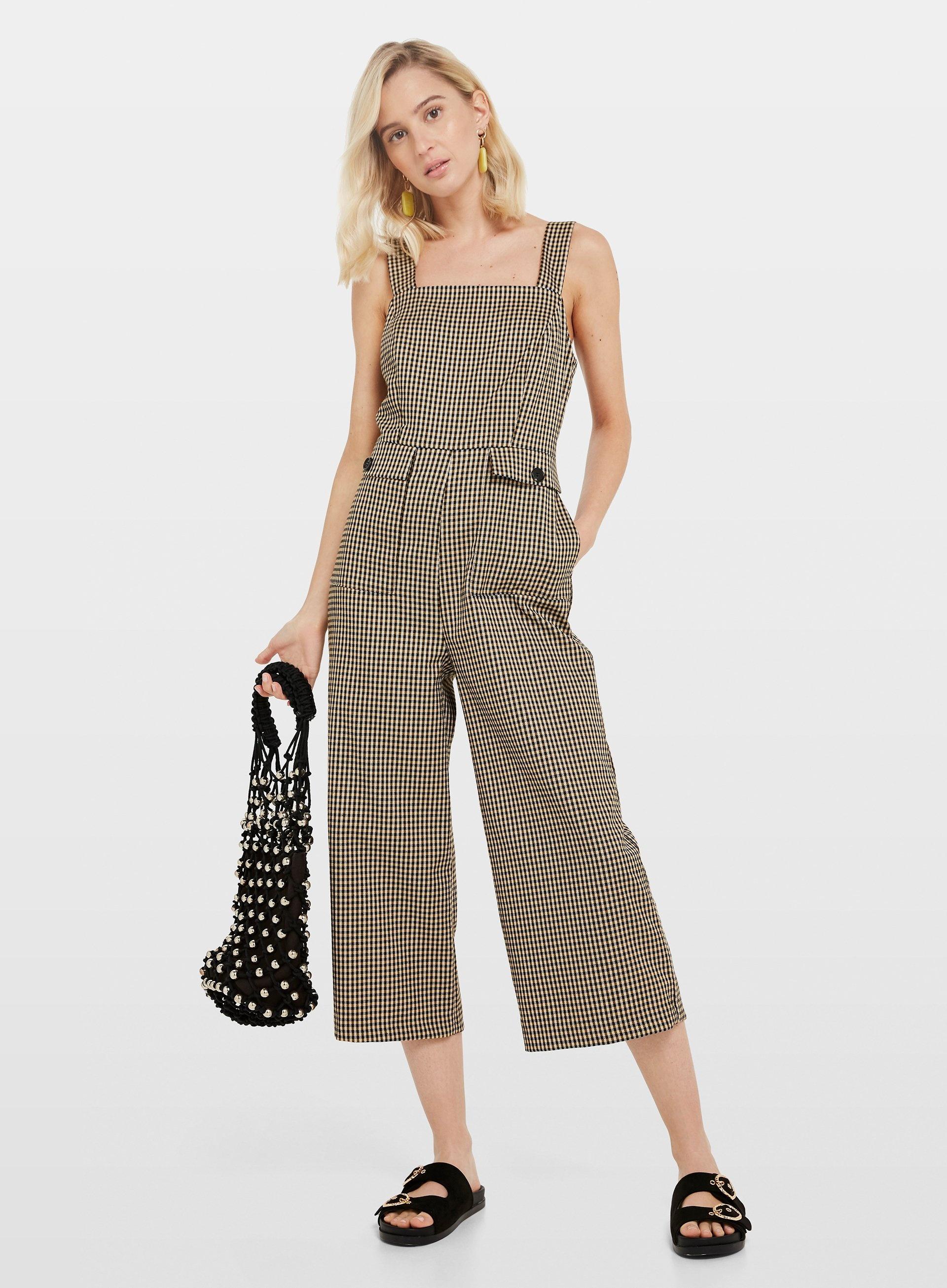 Camel Check Pinafore Dress Deals, 50 