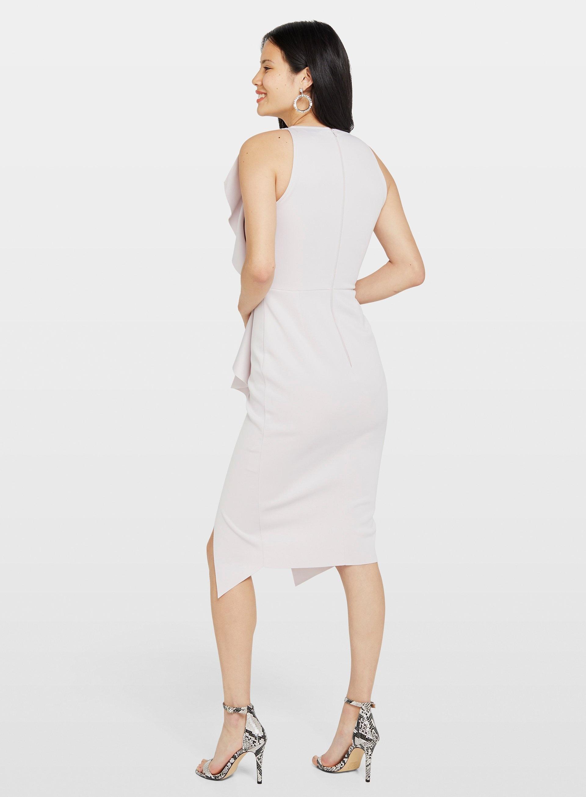 scuba frill midi dress