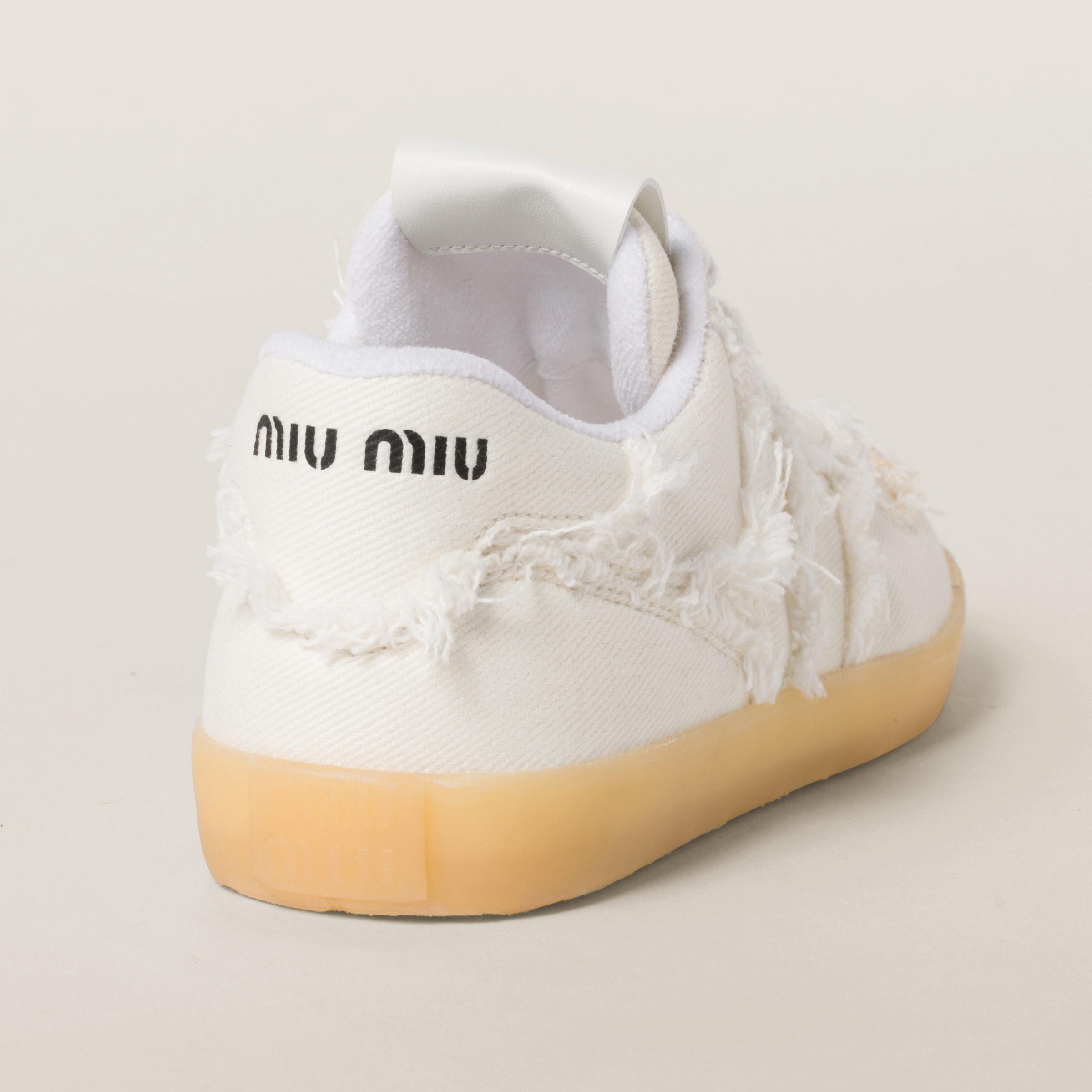 MiuMiu＊Denim sneakers with logo デニムスニーカー＊送料込 Miu Miu Denim Sneakers With Logo in White | Lyst