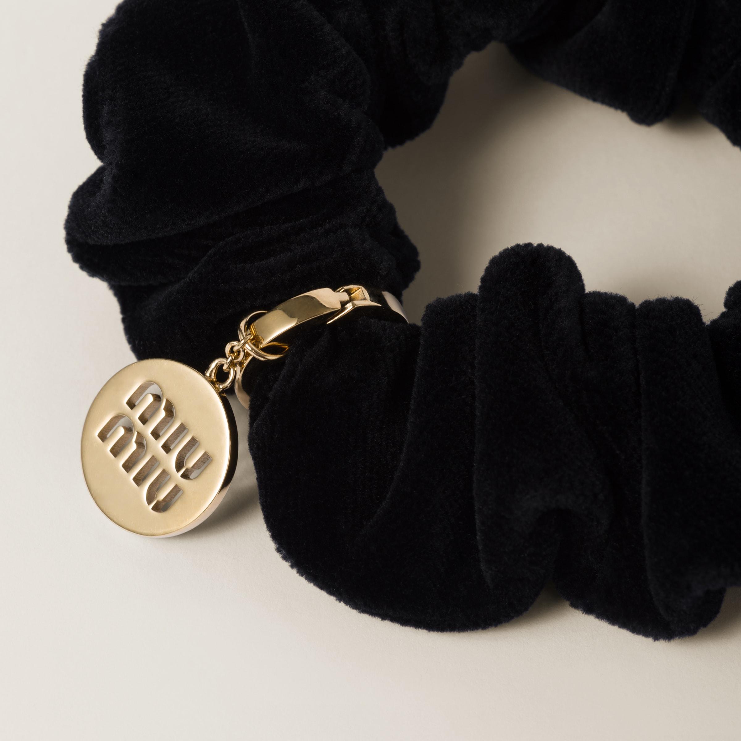 Miu Miu Plush Black Velvet Bow Scrunchie - NWT Bow Scrunchie - Black Velvet – Little Stocking Company main image 2